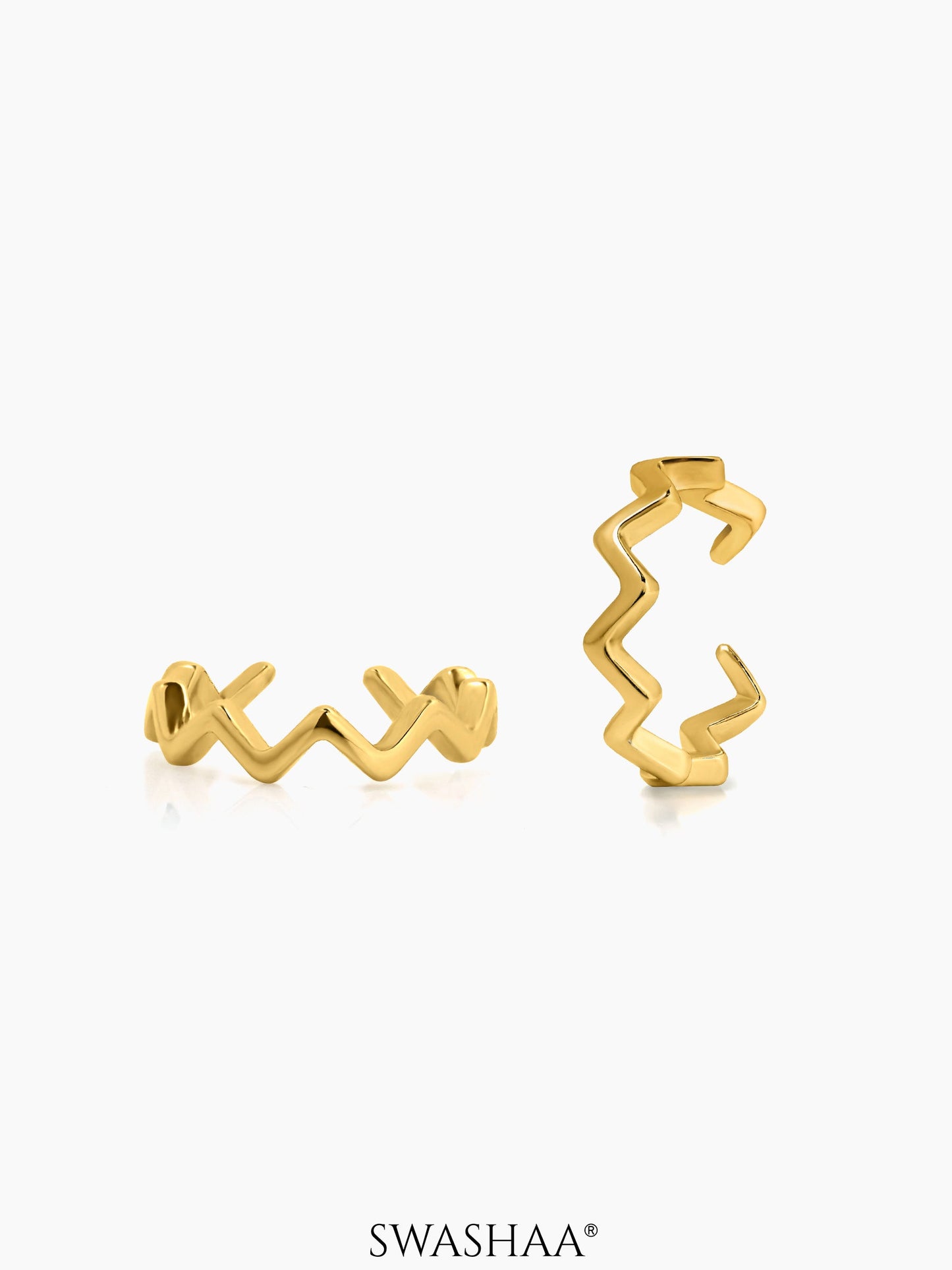 Axis Wave Cuff Earrings 18K Gold Plated