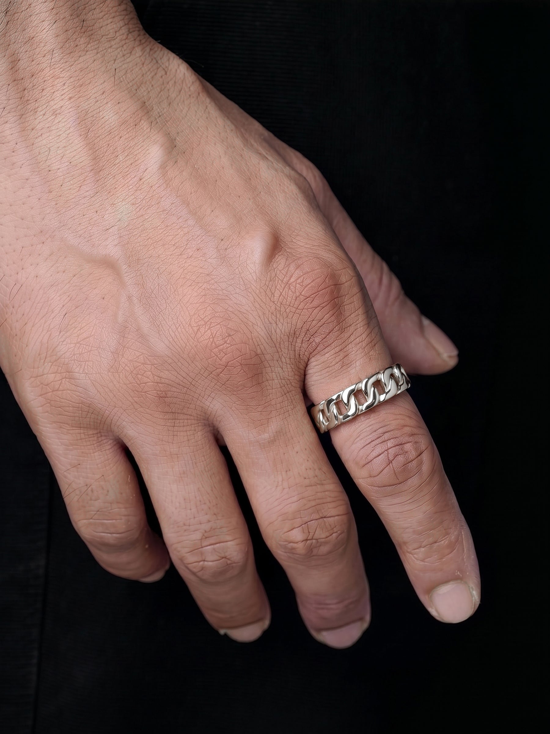 Corvik Link Silver Band Men's Rings