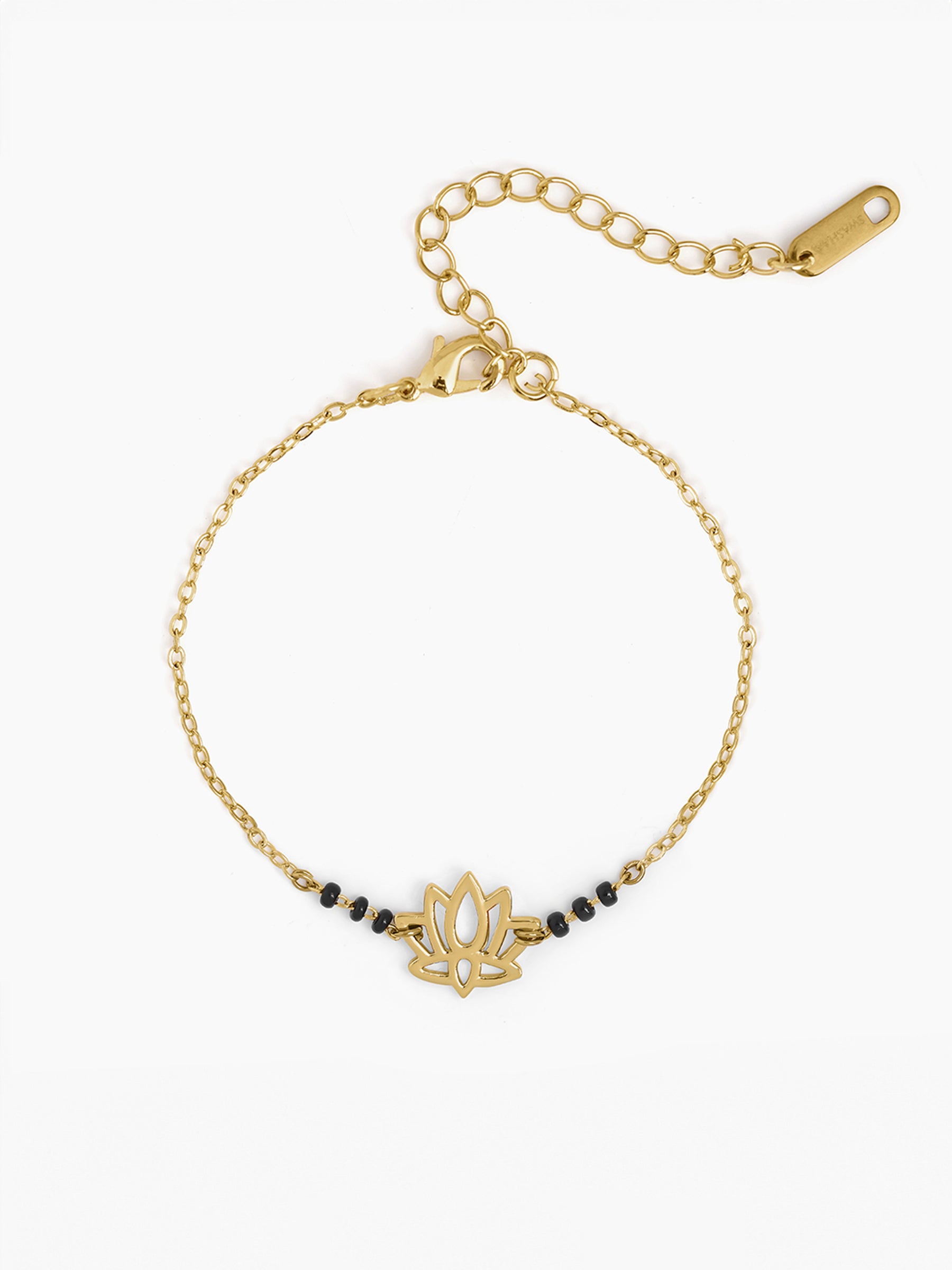 Aaradhya Lotus 18K Gold Plated Mangalsutra Bracelet Gold