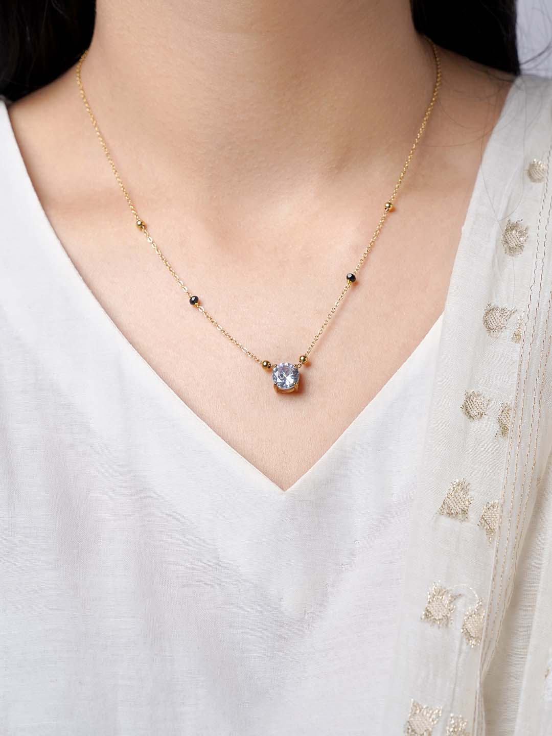 Adia 18K Gold Plated Mangalsutra Jewelry Set Of 2 - Necklace & Earrings