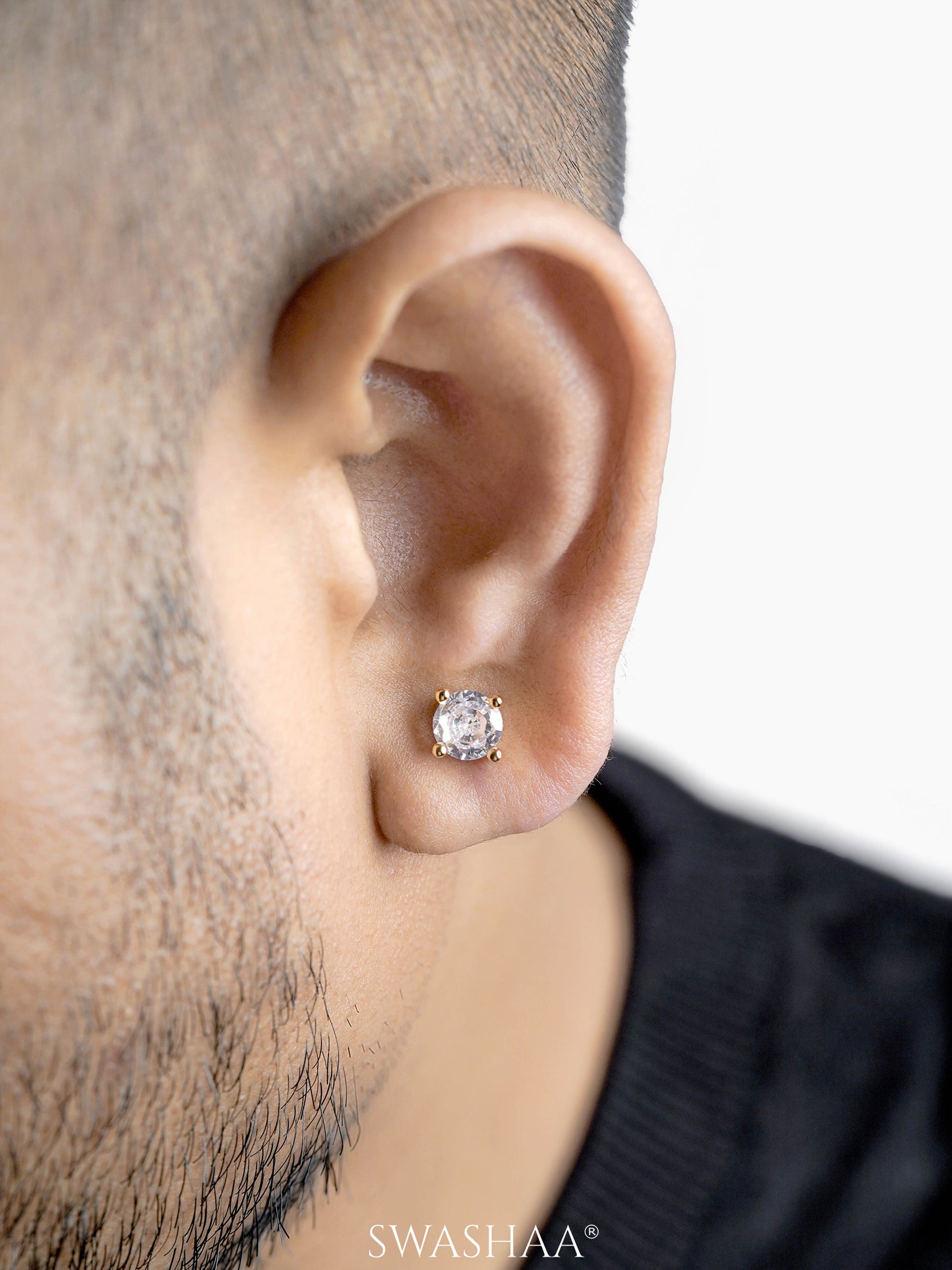 Adia Solitaire Men's Stud Earrings