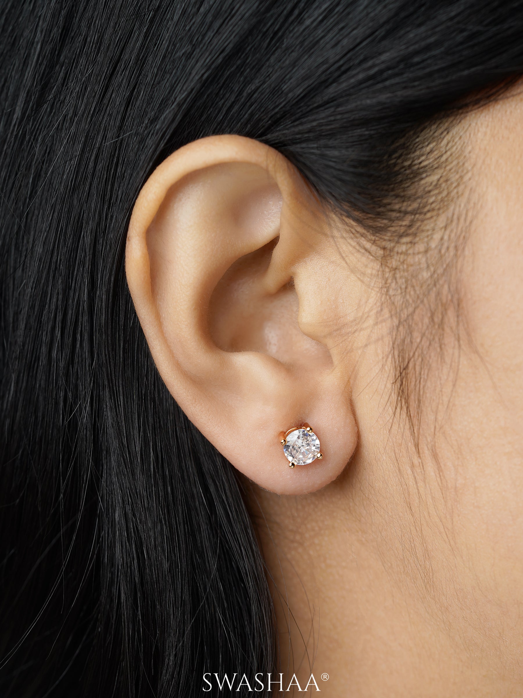 Adia Round Cut Solitaire Women's Stud Earrings