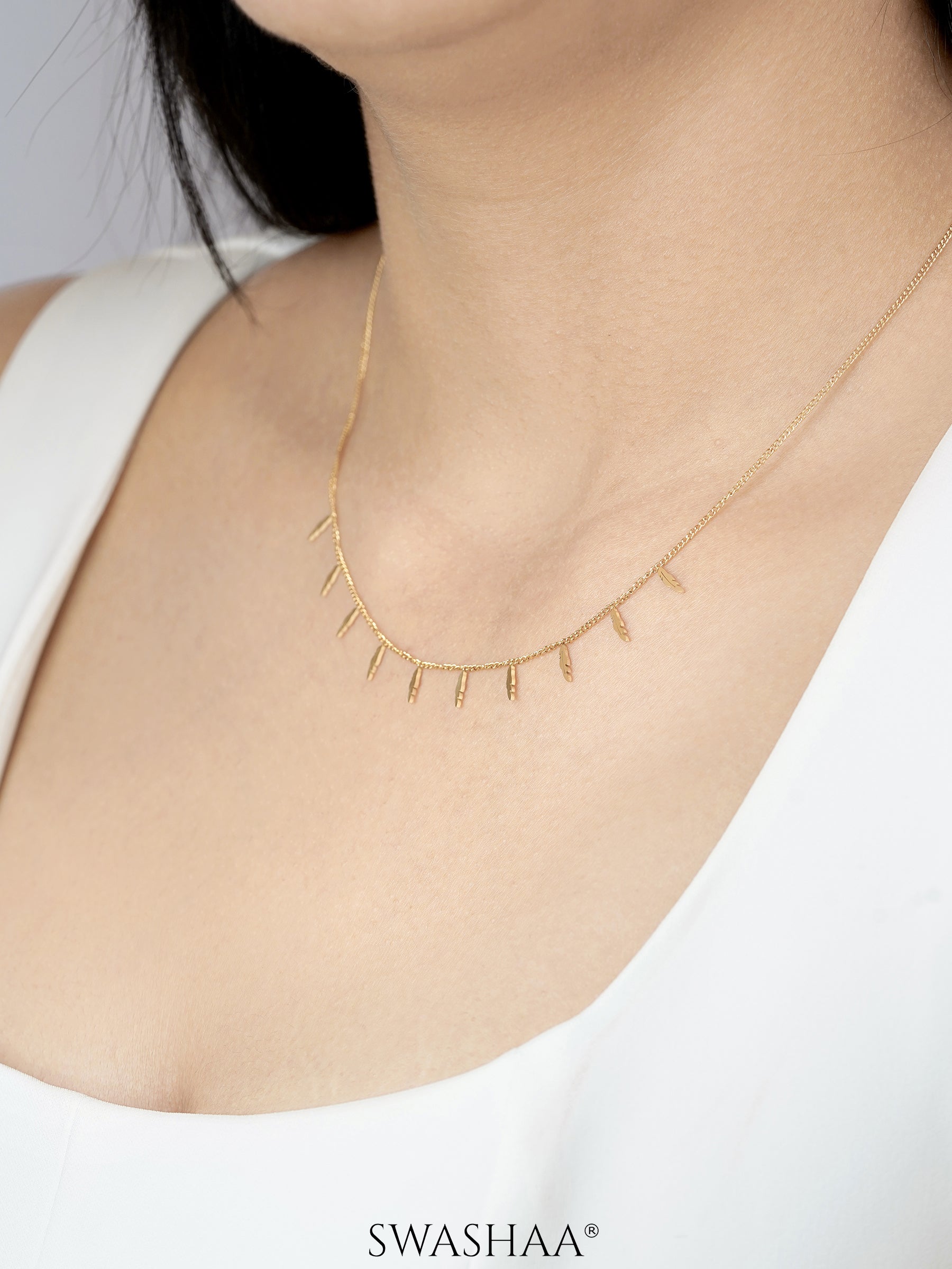 Alina Plume Feather 18K Gold Plated Choker