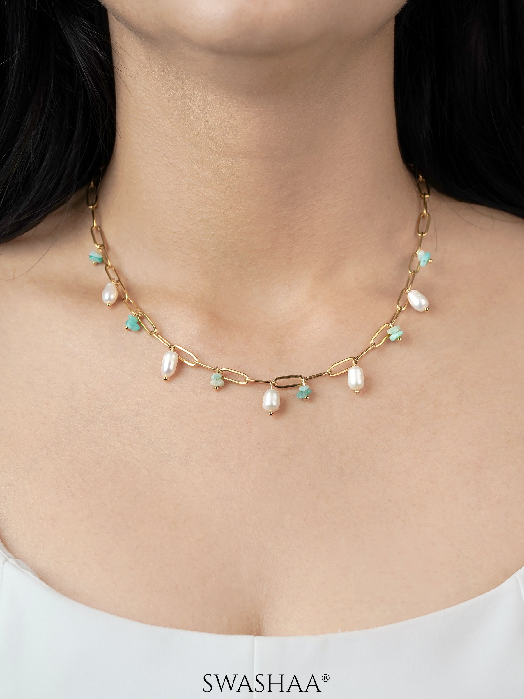Alka Pearl 18K Gold Plated Necklace