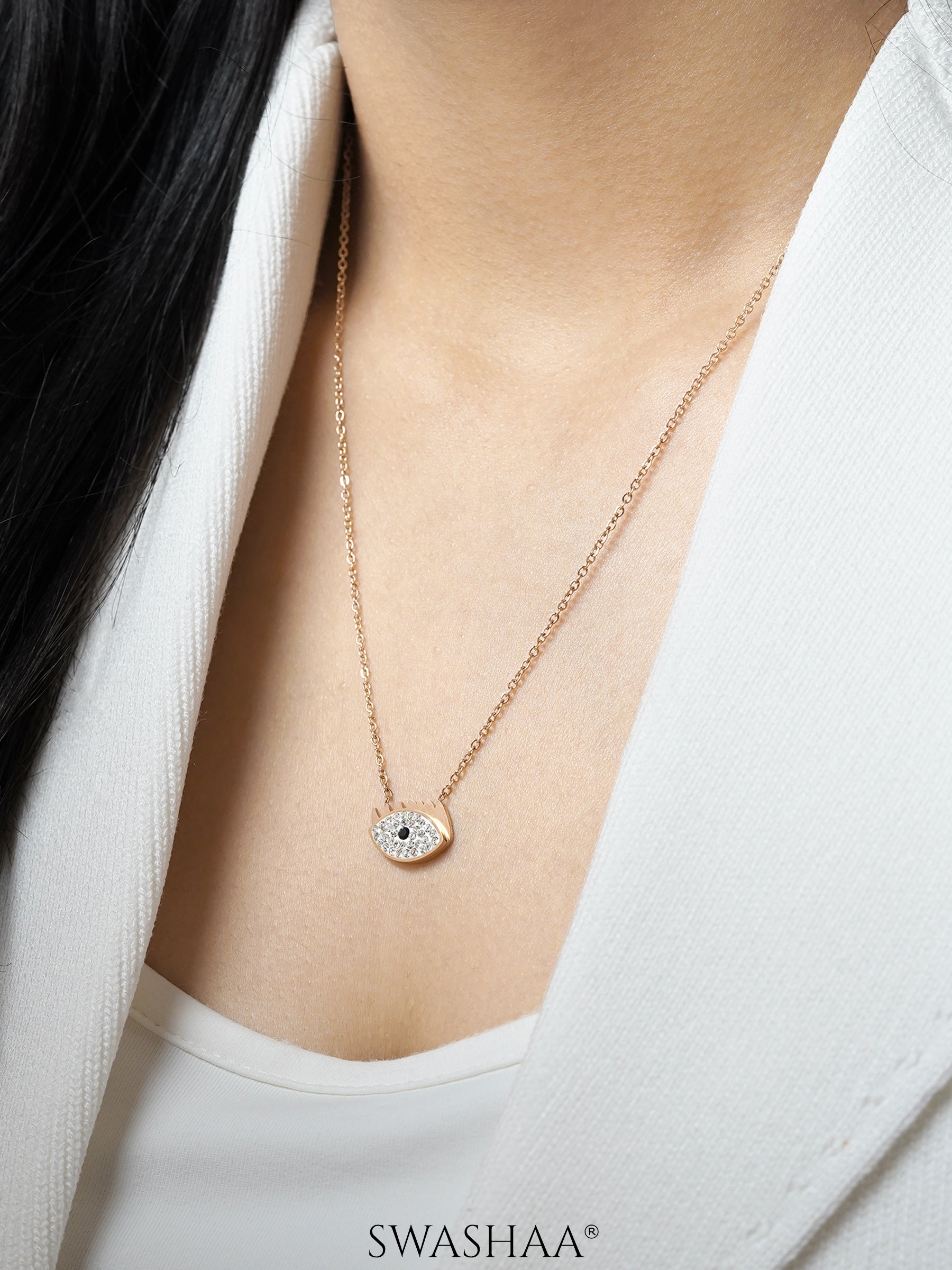 Allika Evil Eye Rosegold Plated Necklace