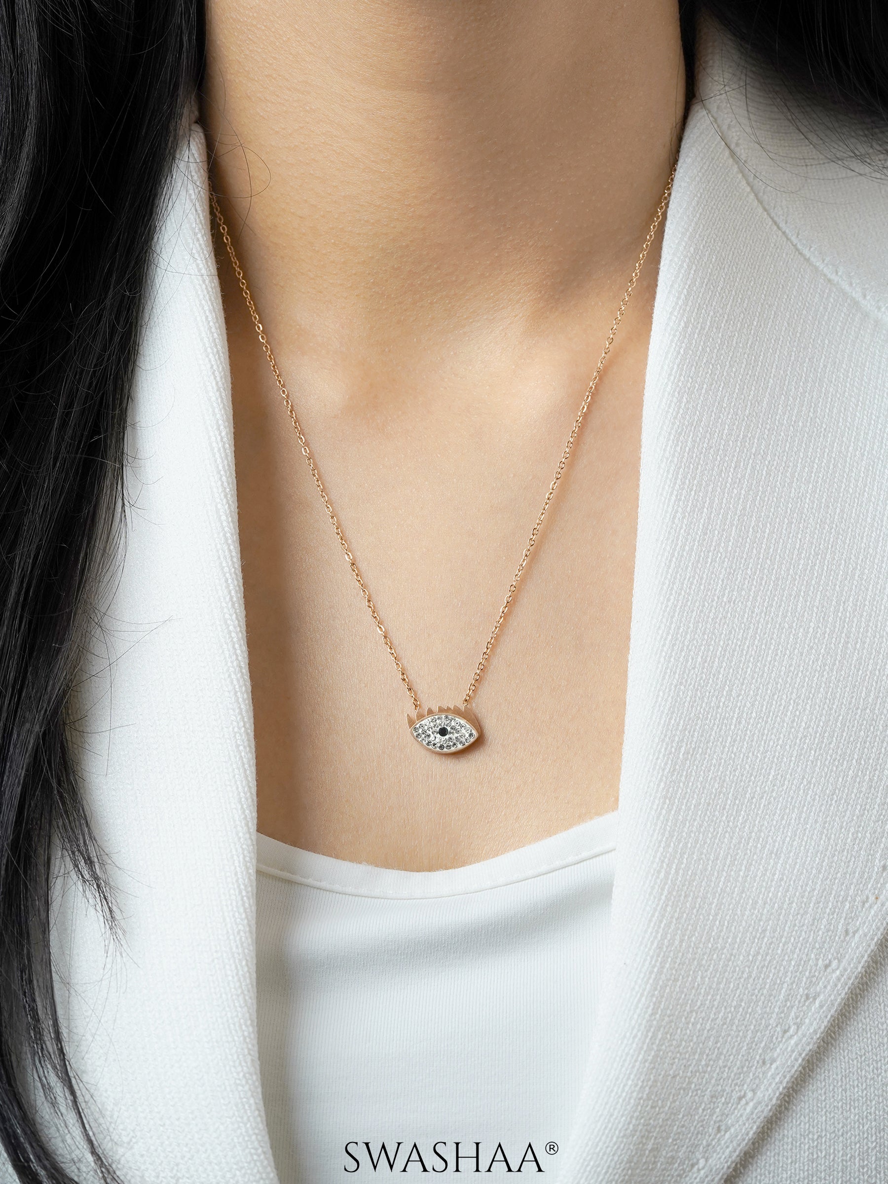 Allika Evil Eye Rosegold Plated Necklace