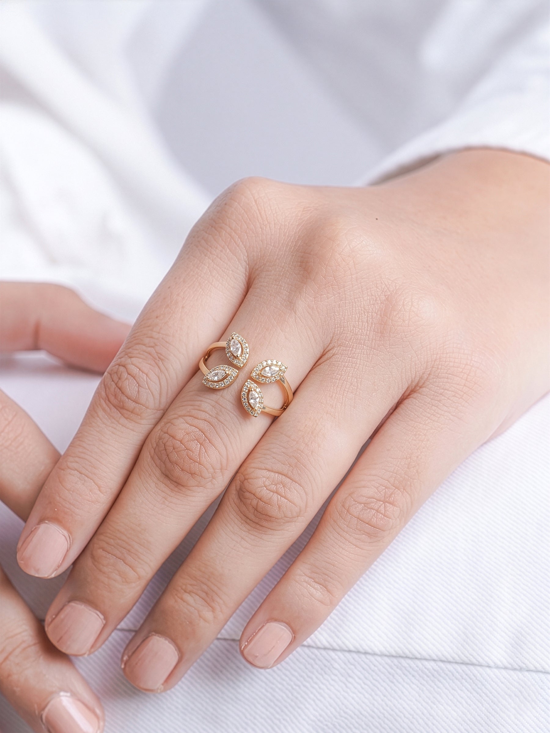 Amelia Marquise Halo 18K Gold Plated Women's Ring