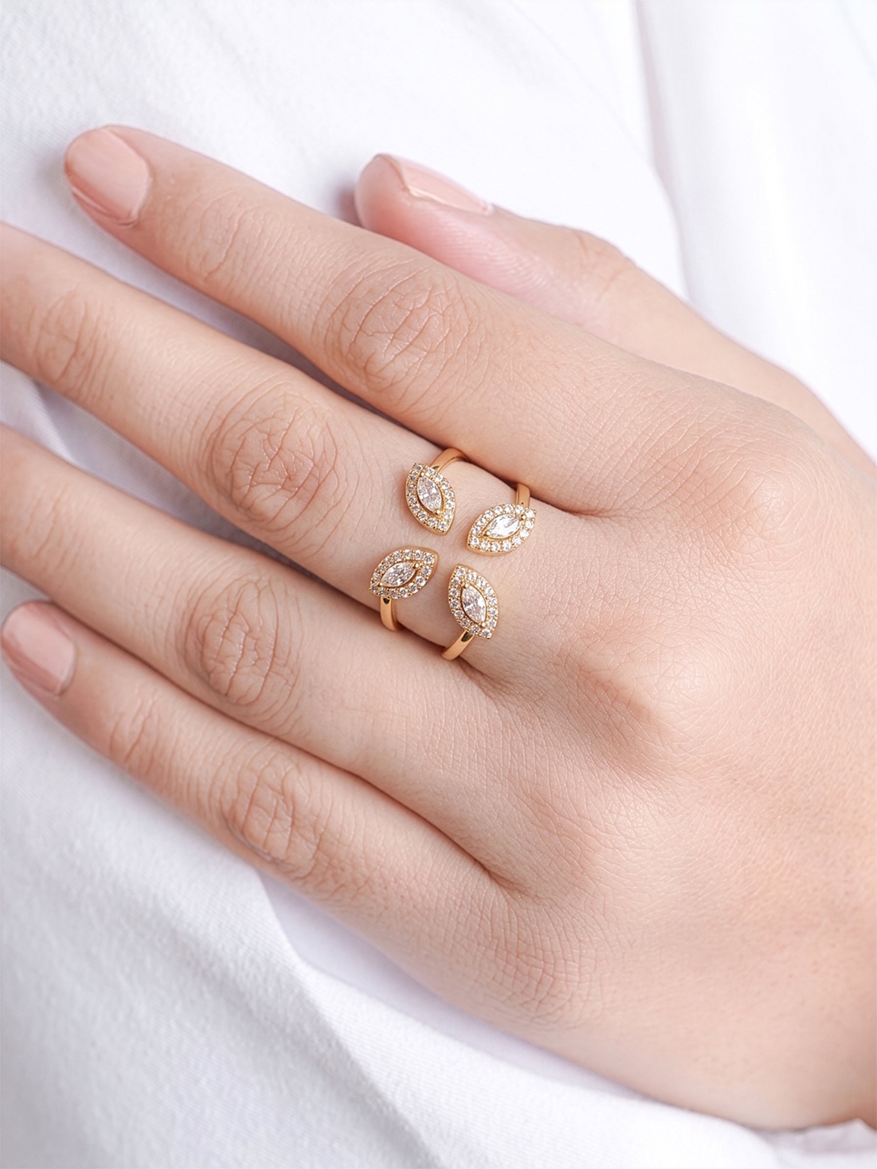 Amelia Marquise Halo 18K Gold Plated Women's Ring
