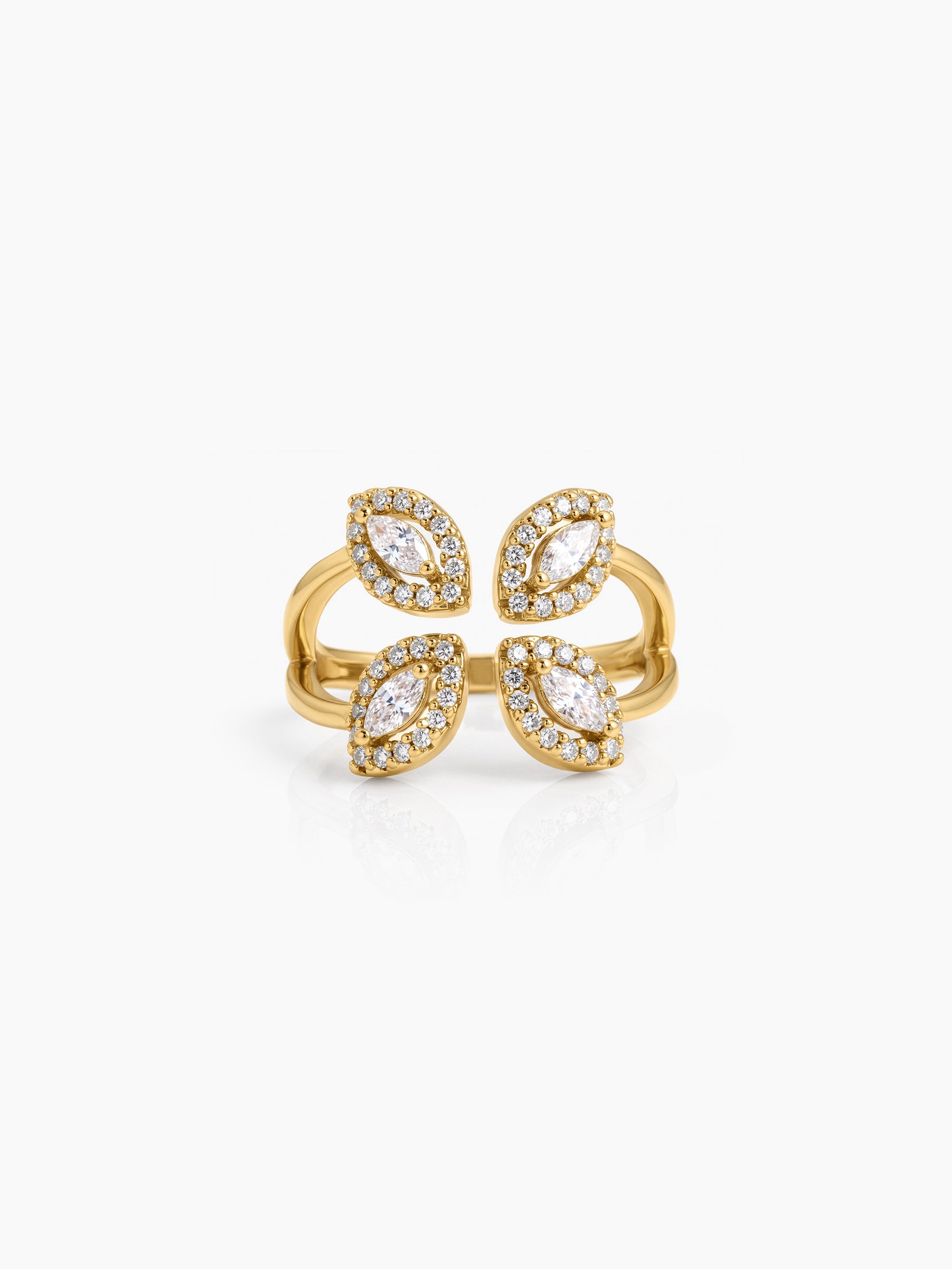 Amelia Marquise Halo 18K Gold Plated Women's Ring