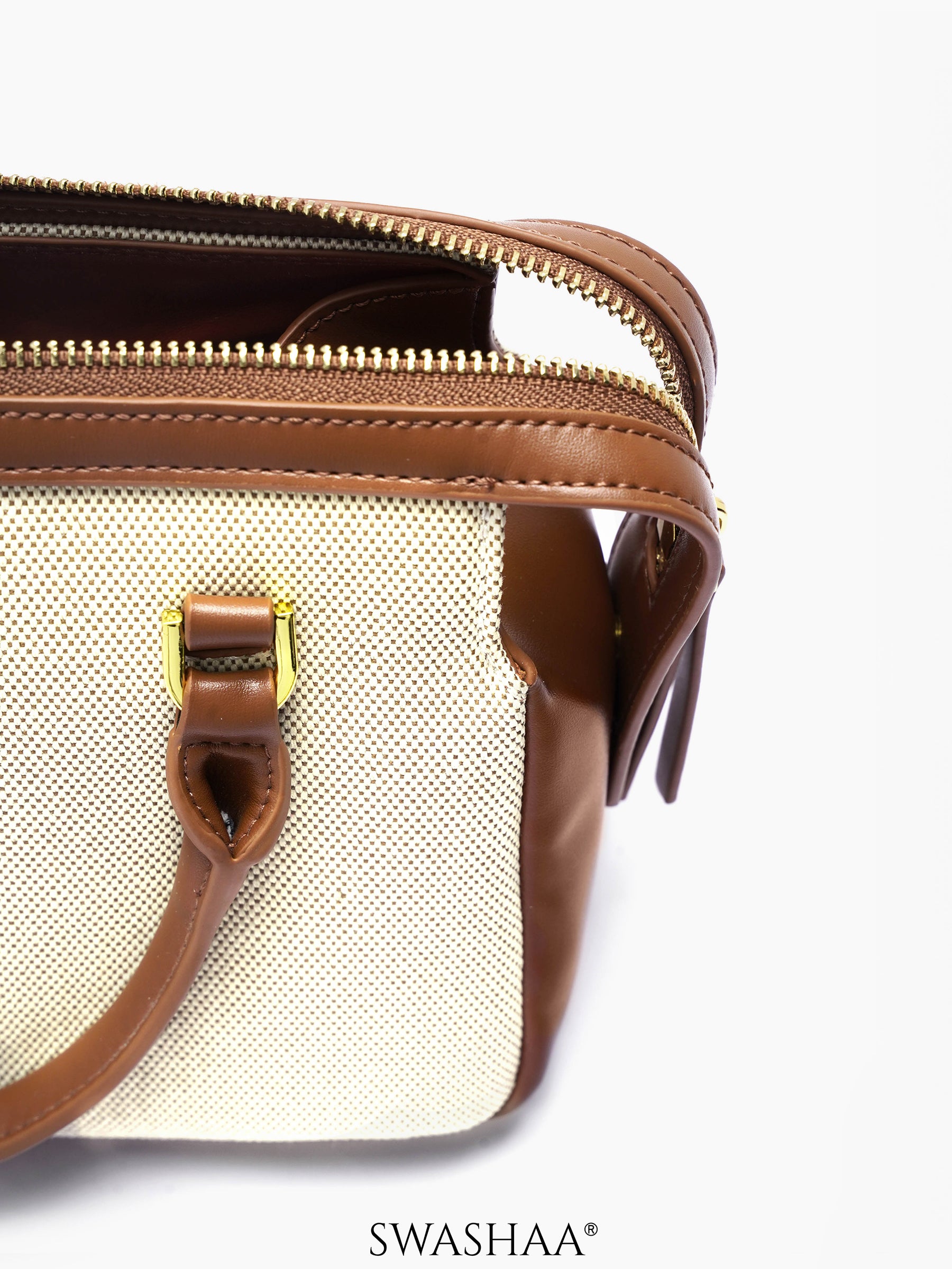 Angee White Beige Leather Hand Bag