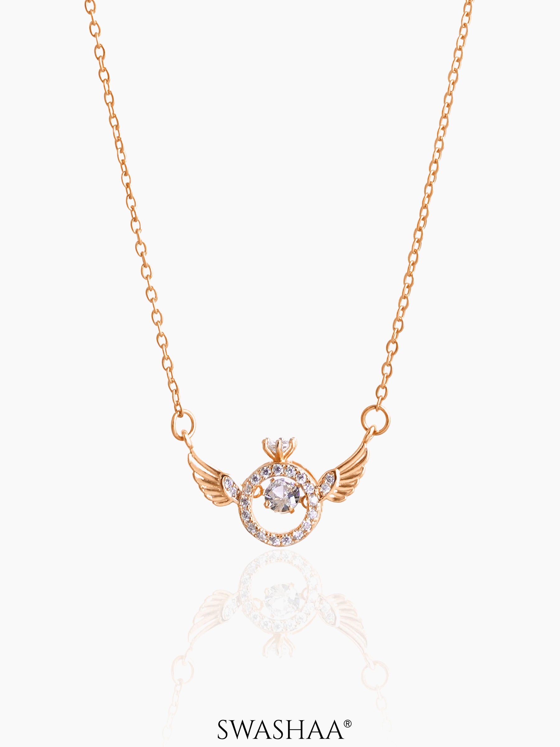 Angel Ring Necklace Rosegold Plated
