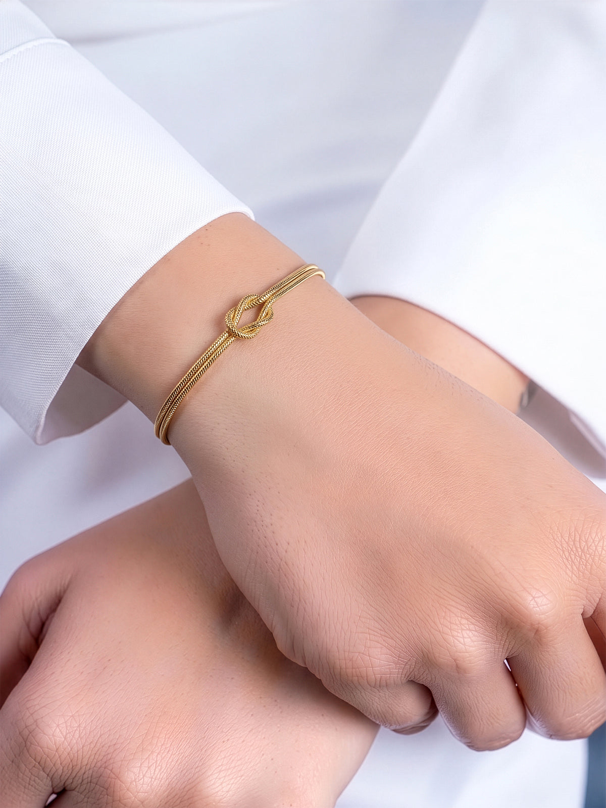 Anveta Knot 18K Gold Plated Women's Layered Chain Bracelet