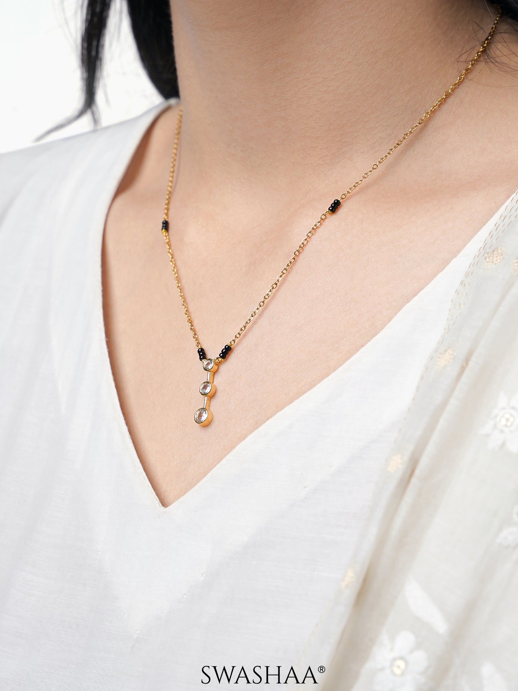 Anvitha Trinity Diamond 18K Gold Plated Mangalsutra