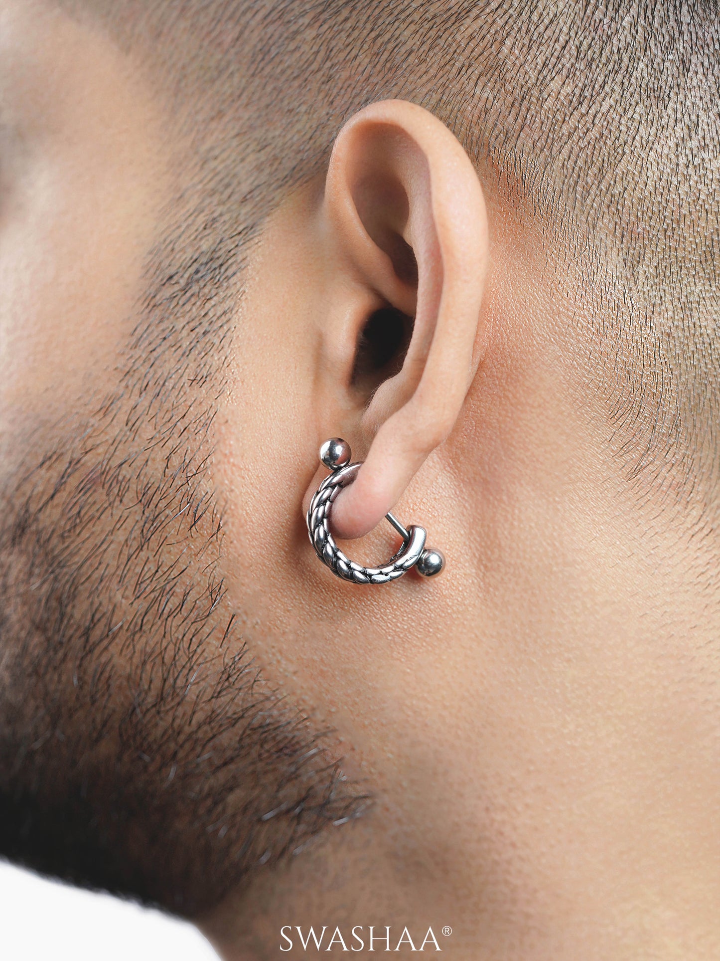 Ares Braided Men's Hoop Earrings