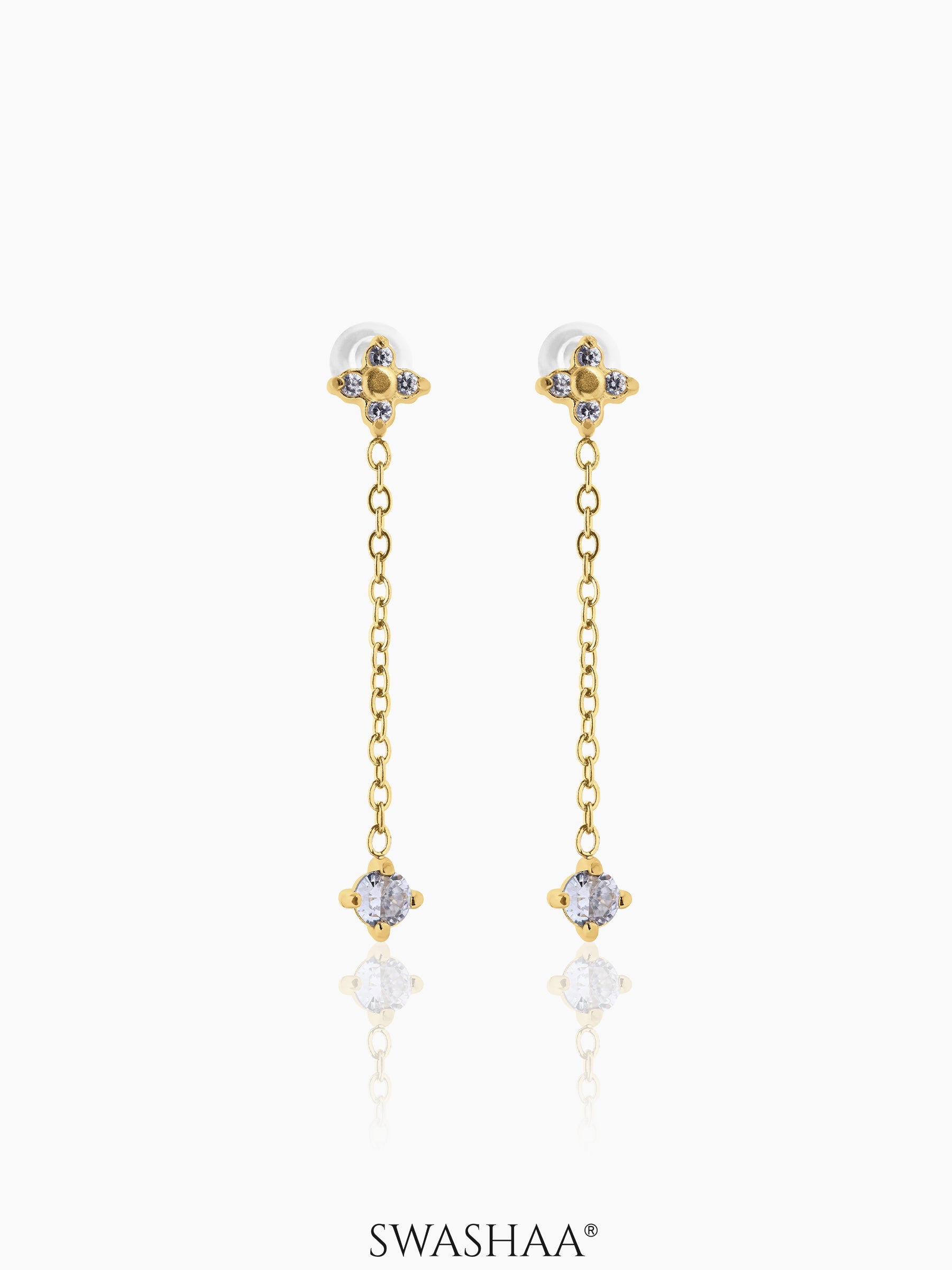 Aria Floral Diamond Drop Earrings
