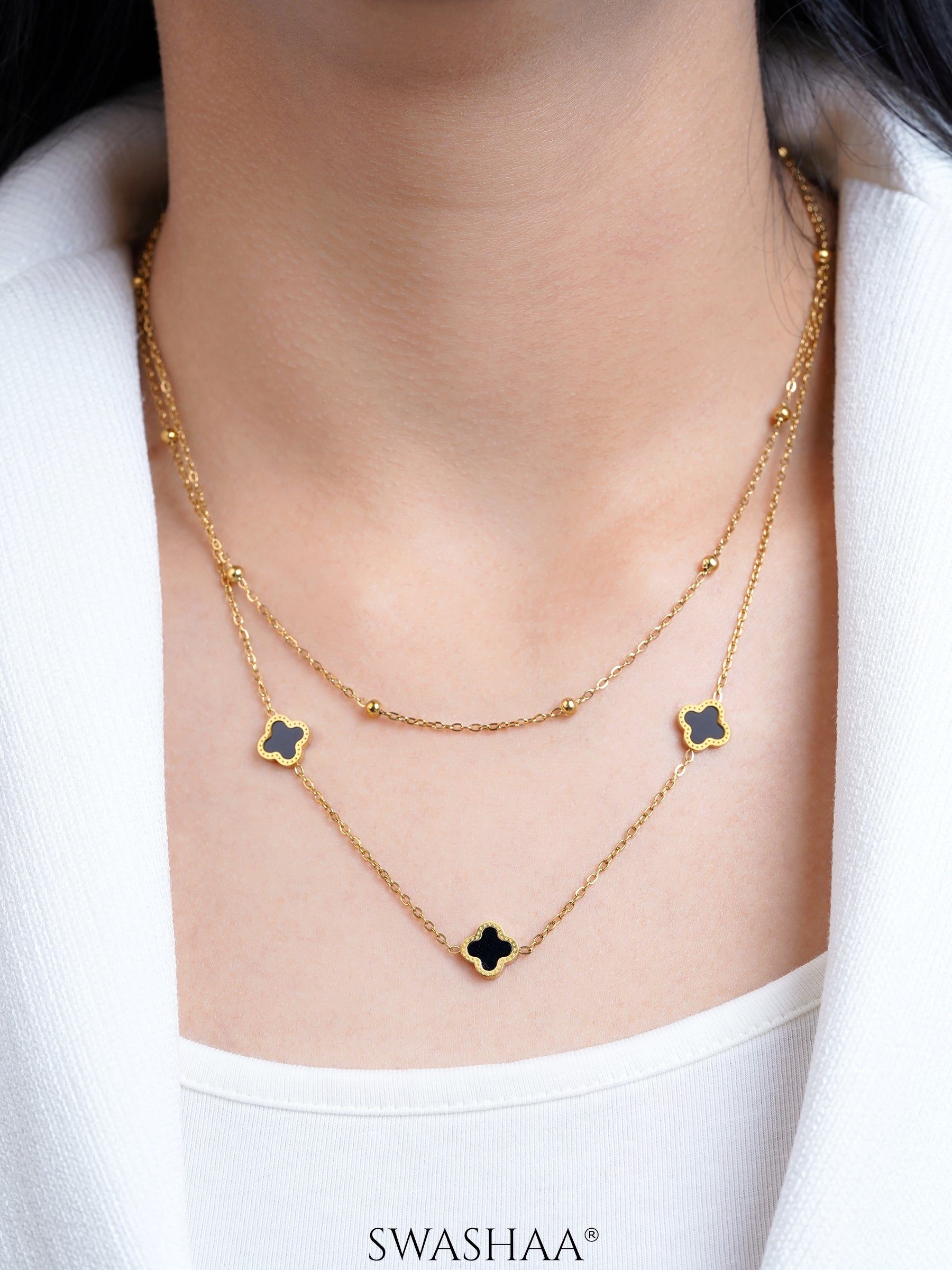 Aroha Clover Layered 18K Gold Plated Necklace