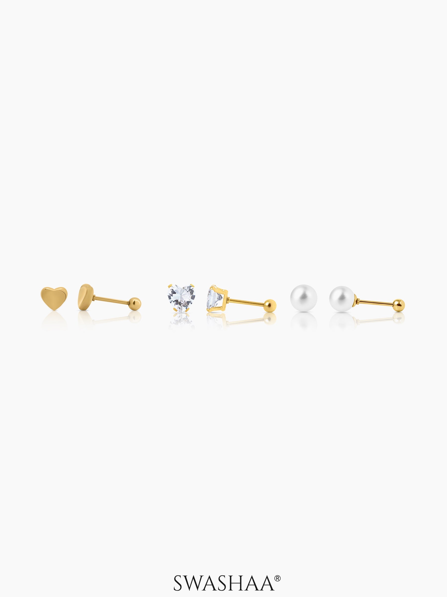 Aurelia 18K Gold Plated Women's Stud Earrings Set