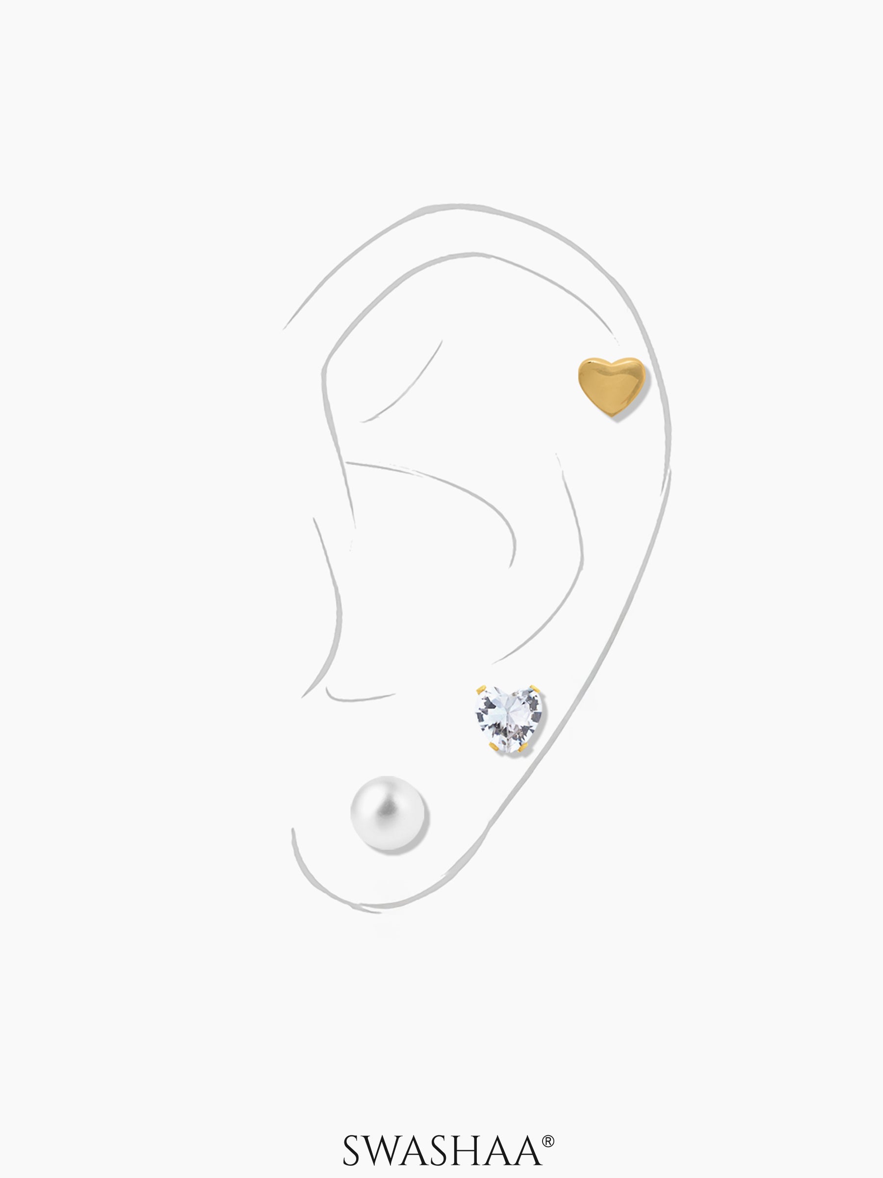 Aurelia 18K Gold Plated Women's Stud Earrings Set 18K Gold Plated