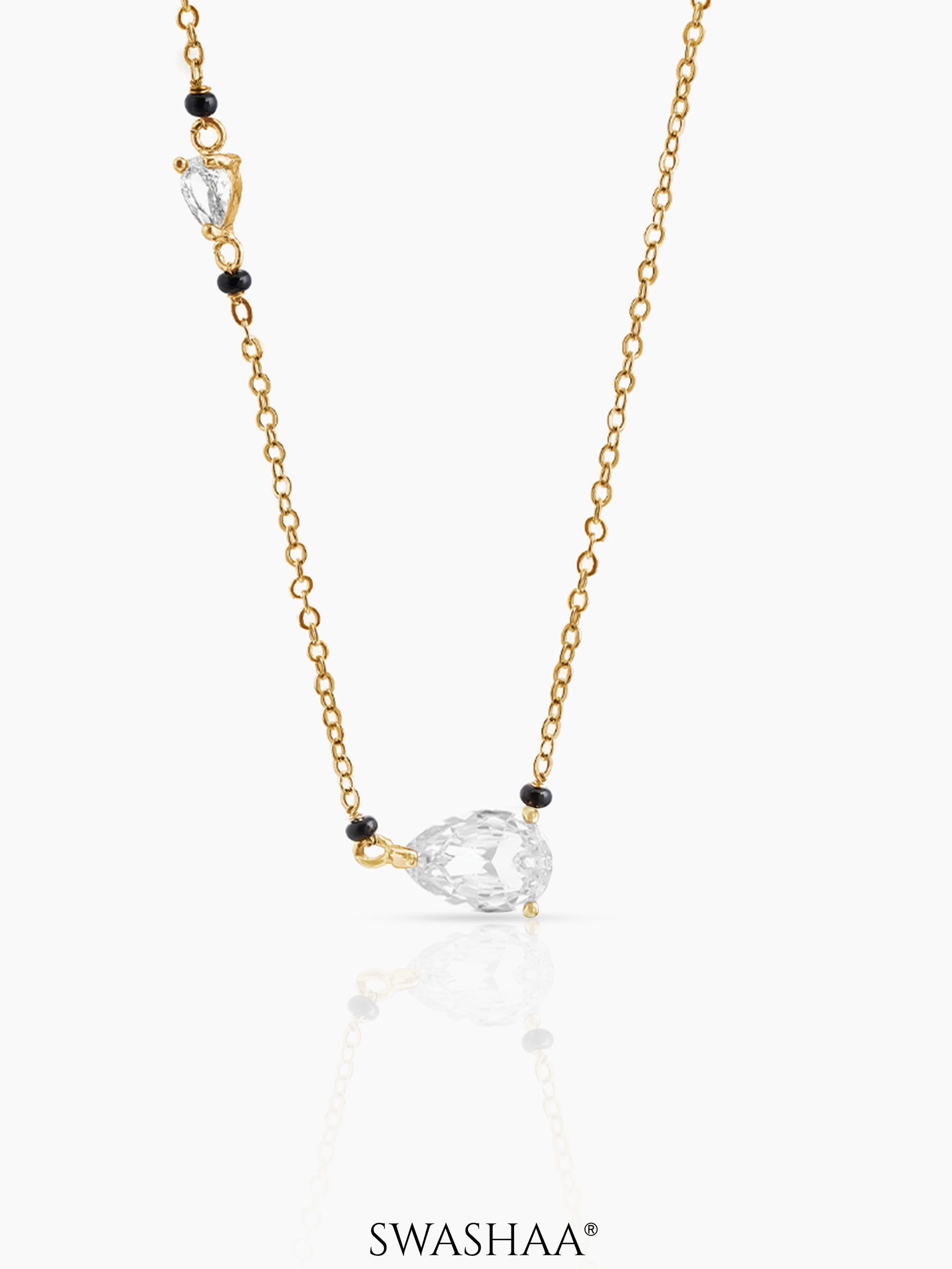 Avanti Pear Solitaire Diamond Mangalsutra 18K Gold Plated