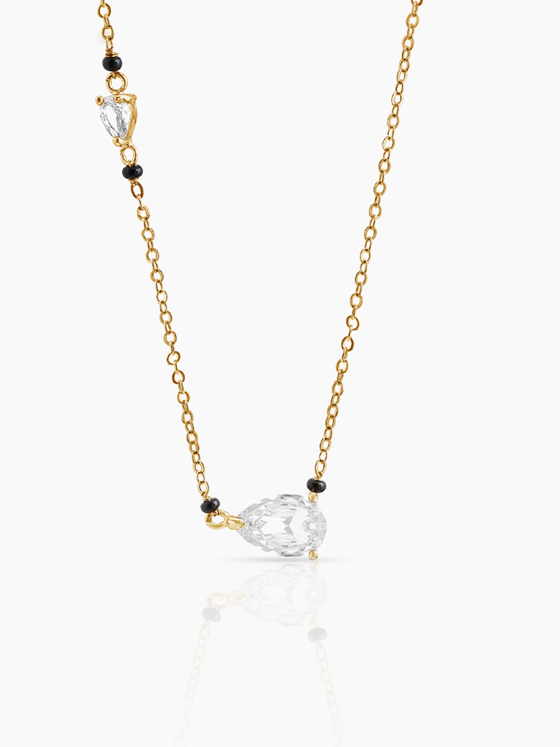 Avanti Pear Solitaire Diamond 18K Gold Plated Mangalsutra Gold