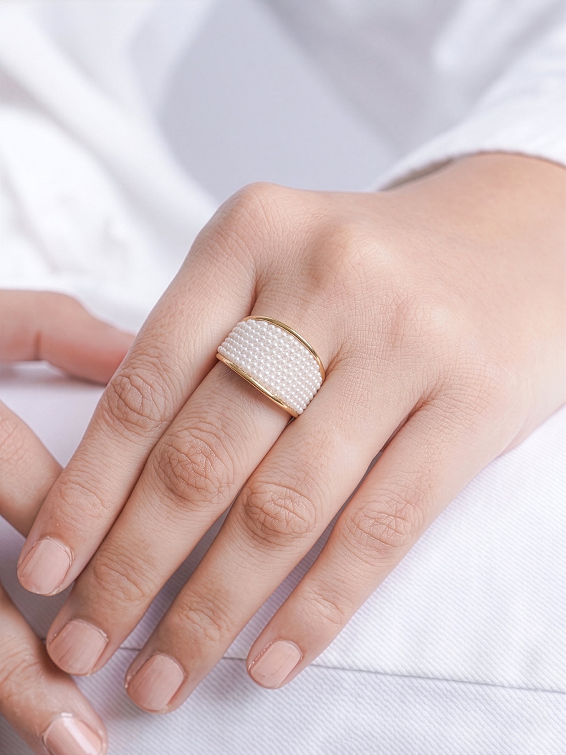 Avena Pearl Cluster Dome Ring