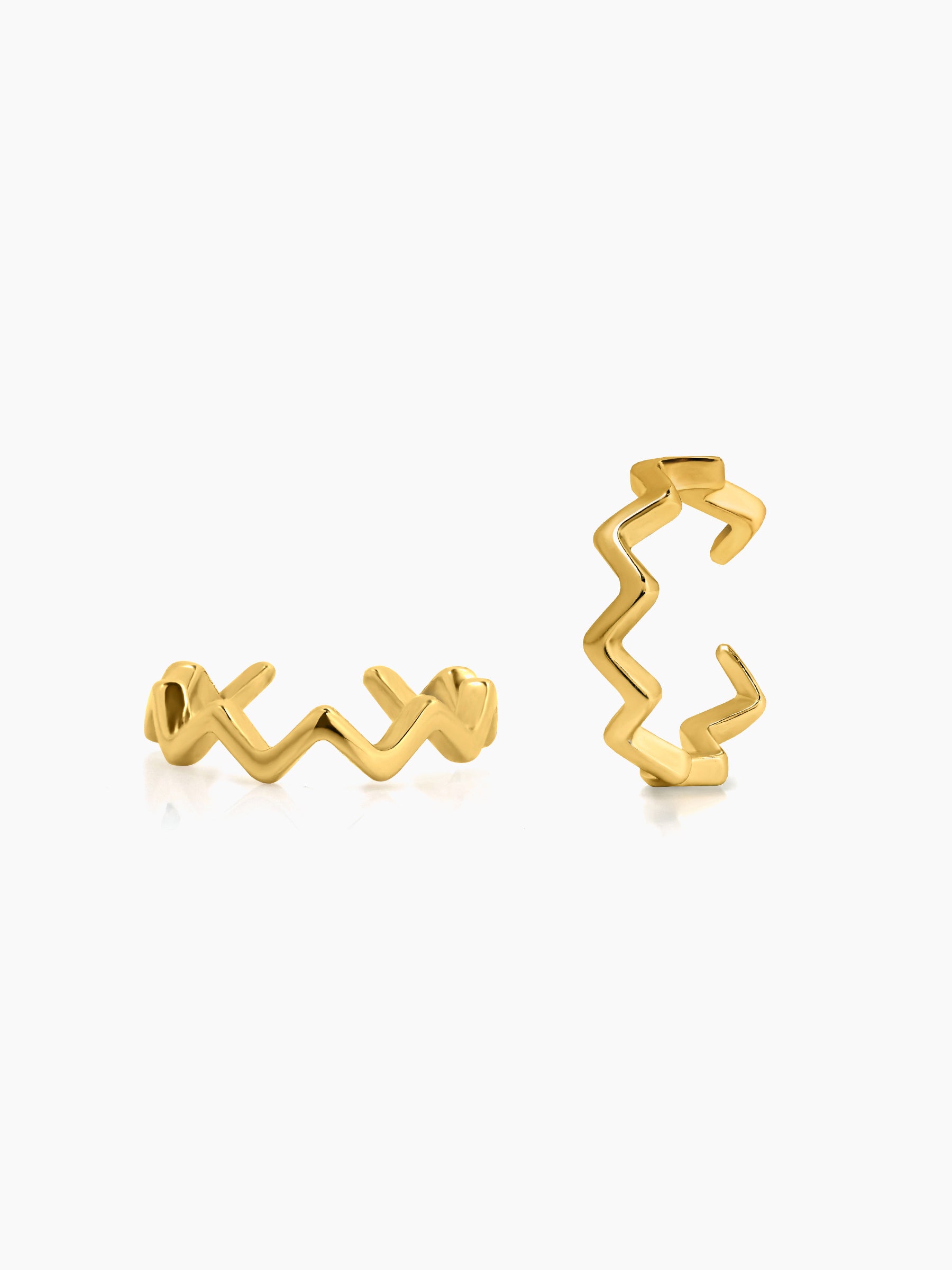 Axis Wave 18K Gold Plated Men's Cuff Earrings Gold