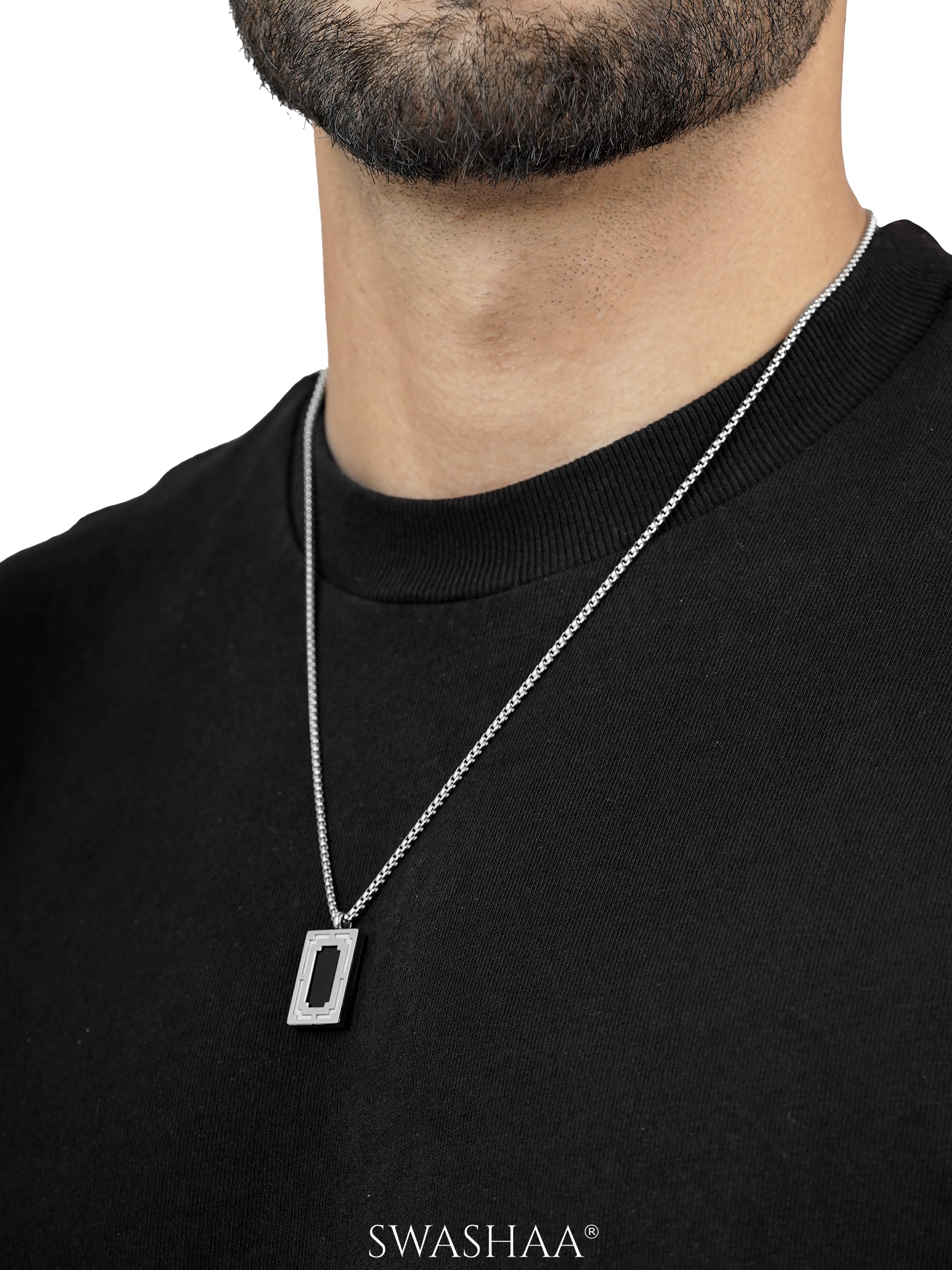 Azren Geometric Frame Men's Chain Pendant