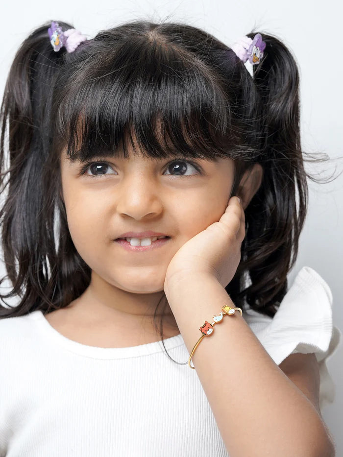 Baby Animal Charms 18K Gold Plated Kid's Kada Bracelet
