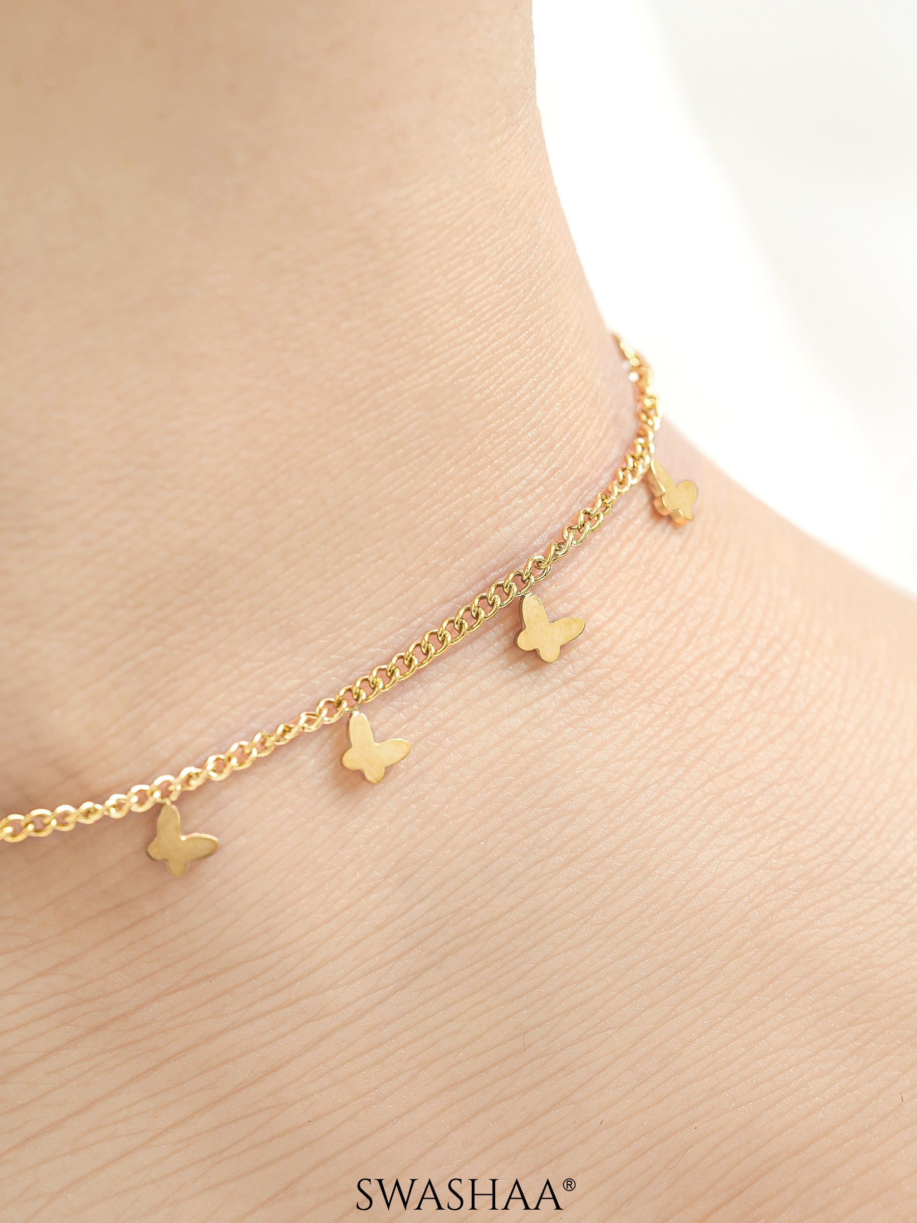 Bambi Butterfly 18K Gold Plated Women's Anklet
