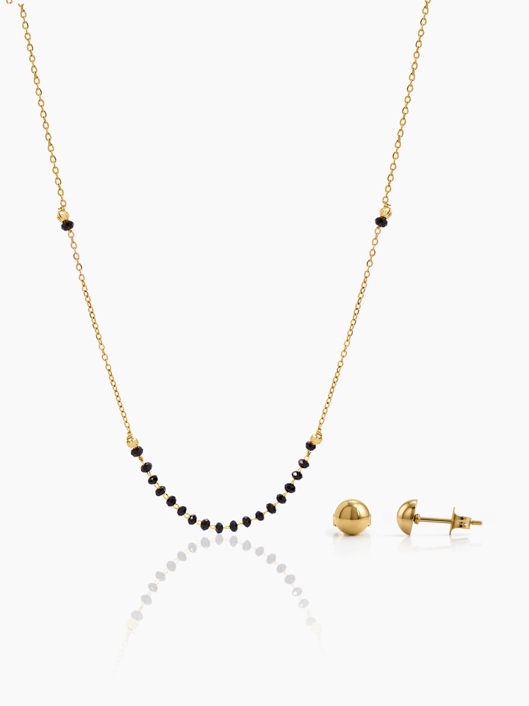 Banari 18K Gold Plated Mangalsutra Jewelry Set Of 2 - Necklace & Earrings Gold
