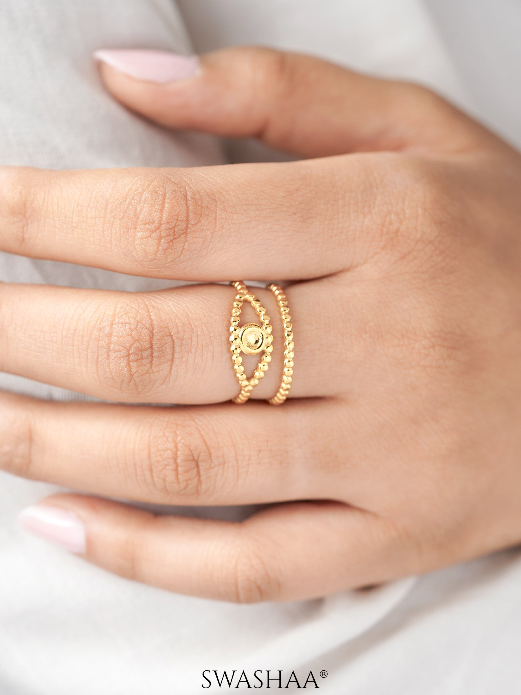 Barkha Eye 18K Gold Plated Ring