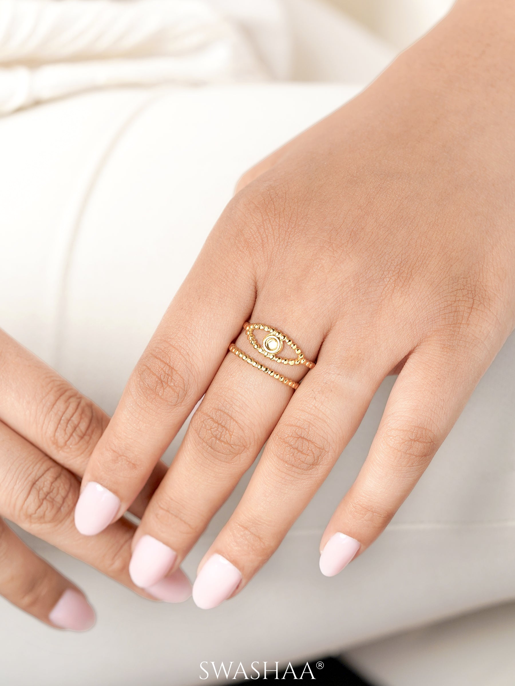 Barkha Eye 18K Gold Plated Ring