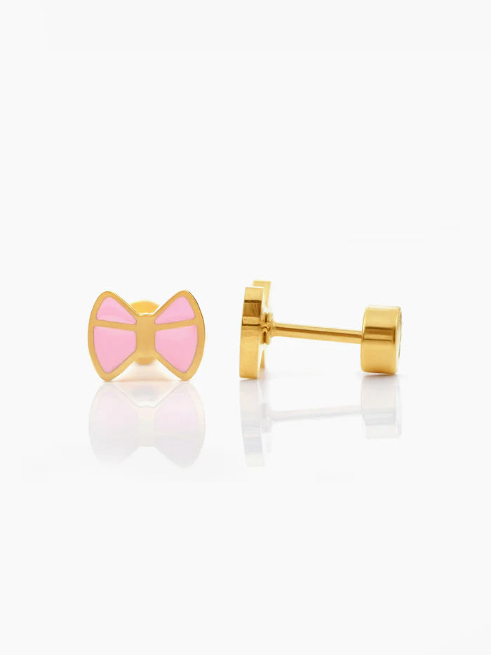 Belle Bow Charm 18K Gold Plated Kid's Earrings Gold