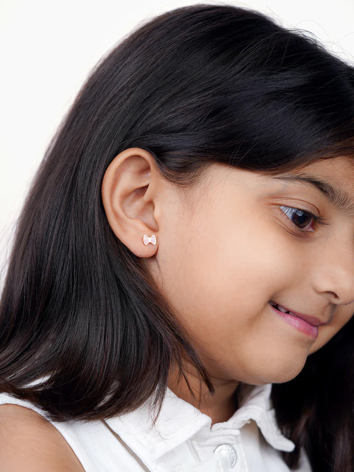 Belle Bow Charm 18K Gold Plated Kid's Earrings