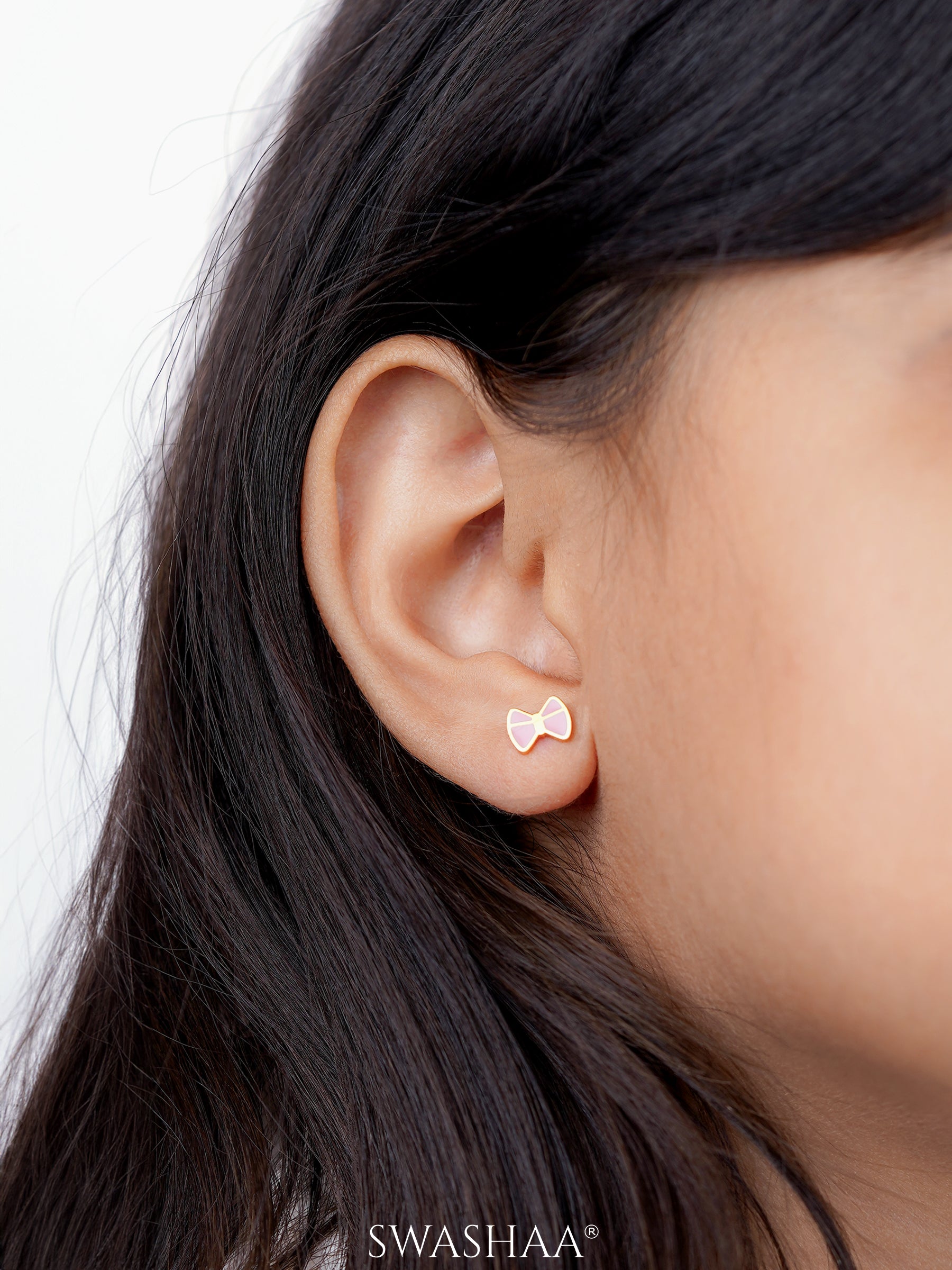 Belle Bow Charm 18K Gold Plated Kid's Earrings