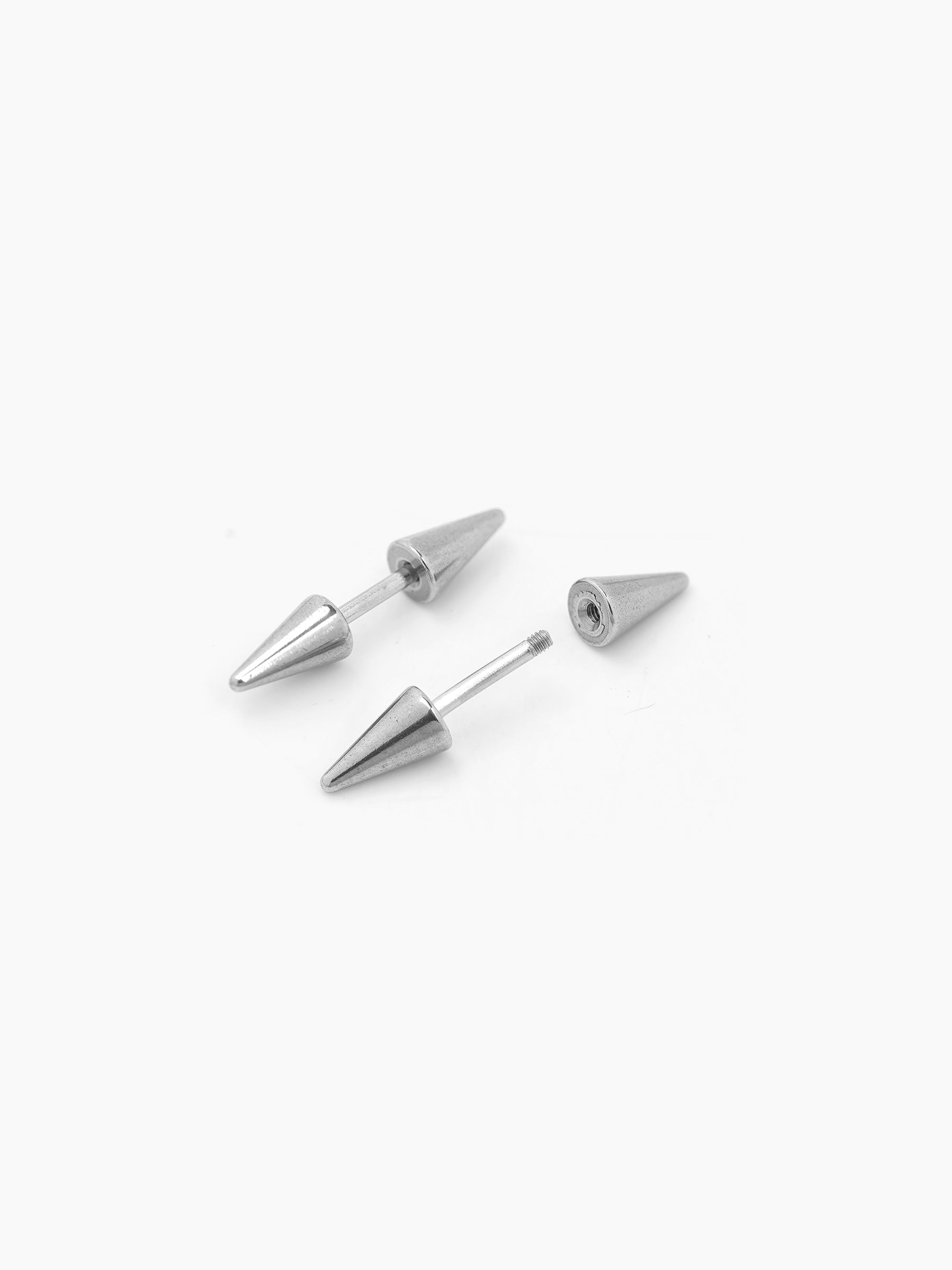 Blaze Dual Spike Silver Men's Stud Earrings Silver