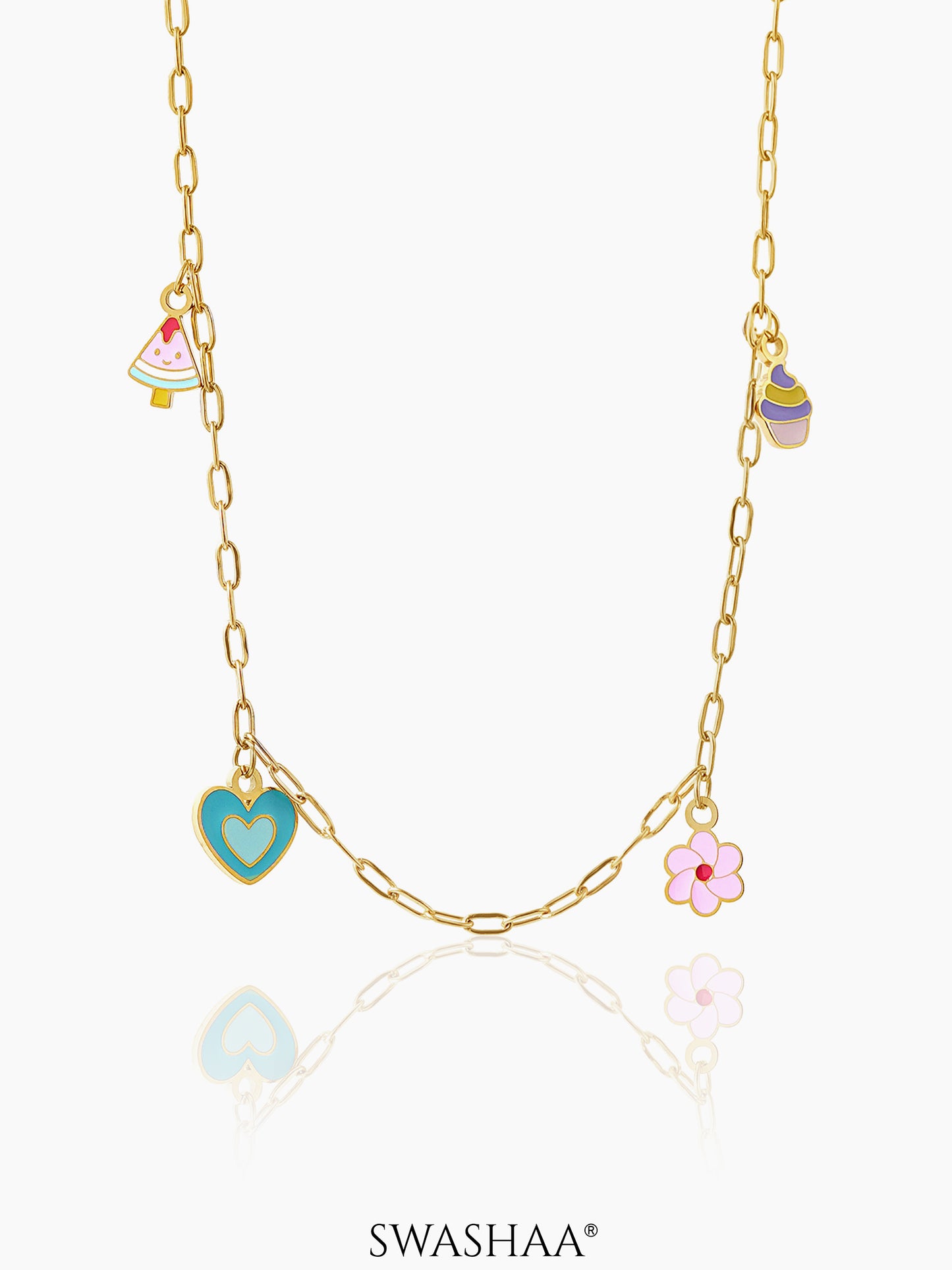 Blossom Love Charms 18K Gold Plated Kid's Necklace Gold