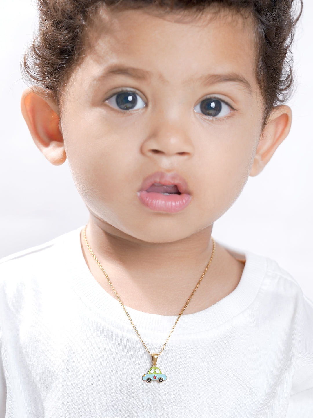 Blue Car 18K Gold Plated Kid's Pendant Necklace