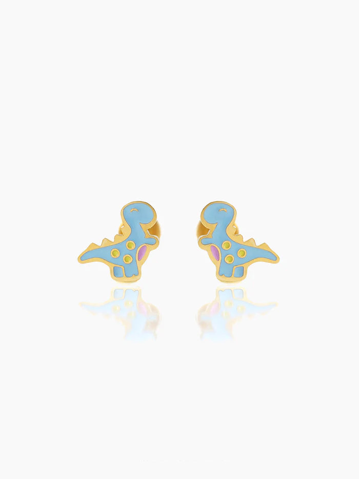 Blue Dina 18K Gold Plated Kid's Earrings