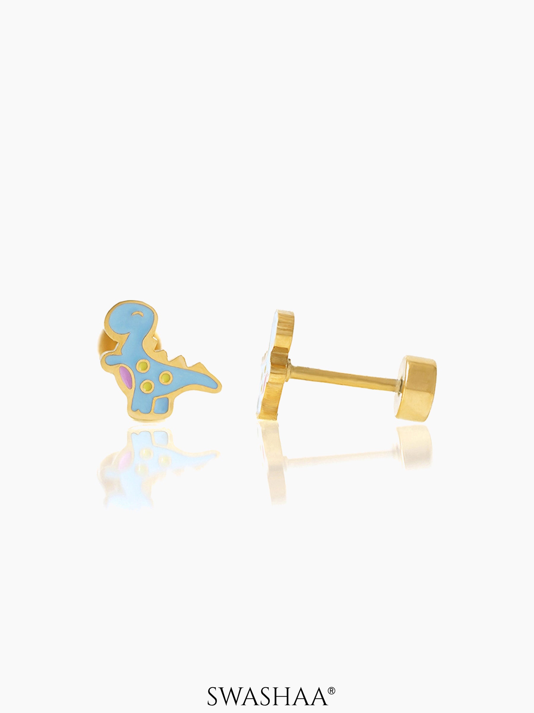 Blue Dina 18K Gold Plated Kid's Earrings Gold