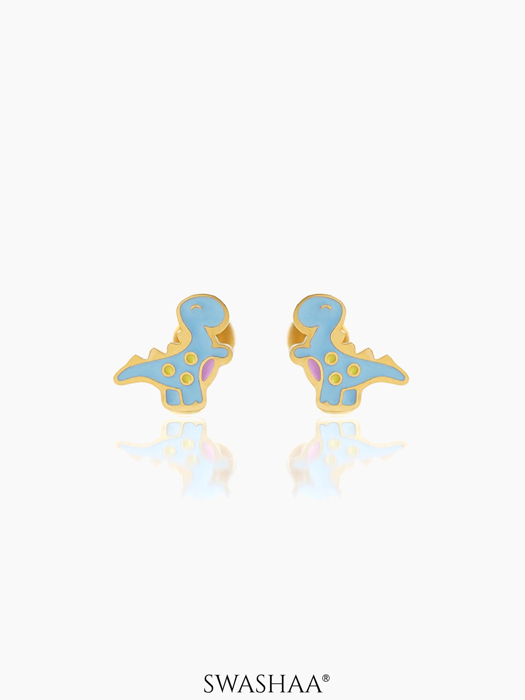 Blue Dina 18K Gold Plated Kid's Earrings