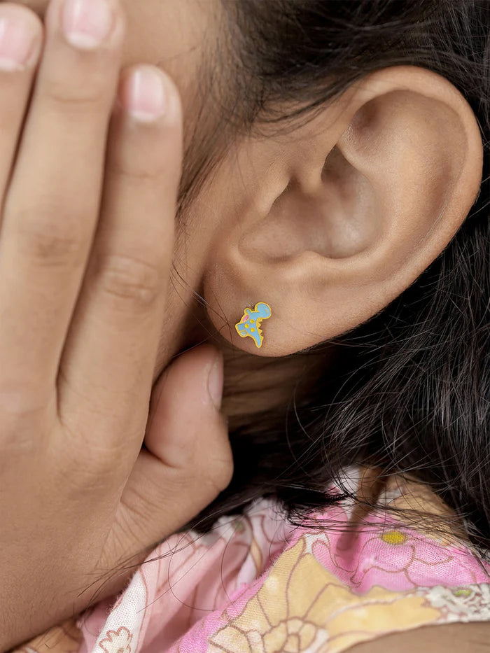 Blue Dina 18K Gold Plated Kid's Earrings
