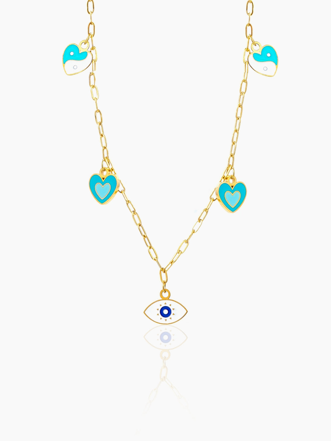 Blue Hearts Eye 18K Gold Plated Kid's Necklace Gold