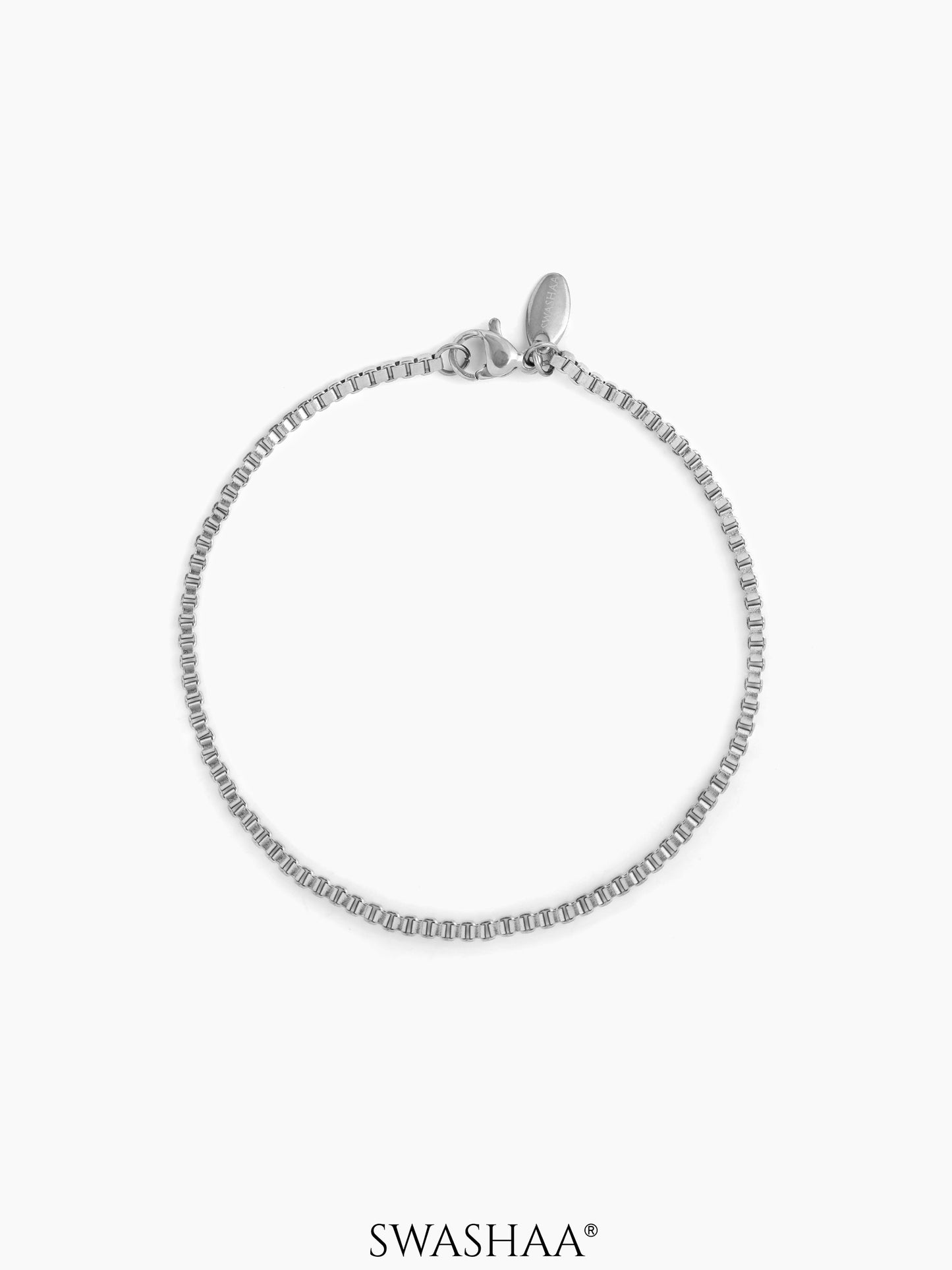 Box Chain 2 MM Men's Bracelet Silver