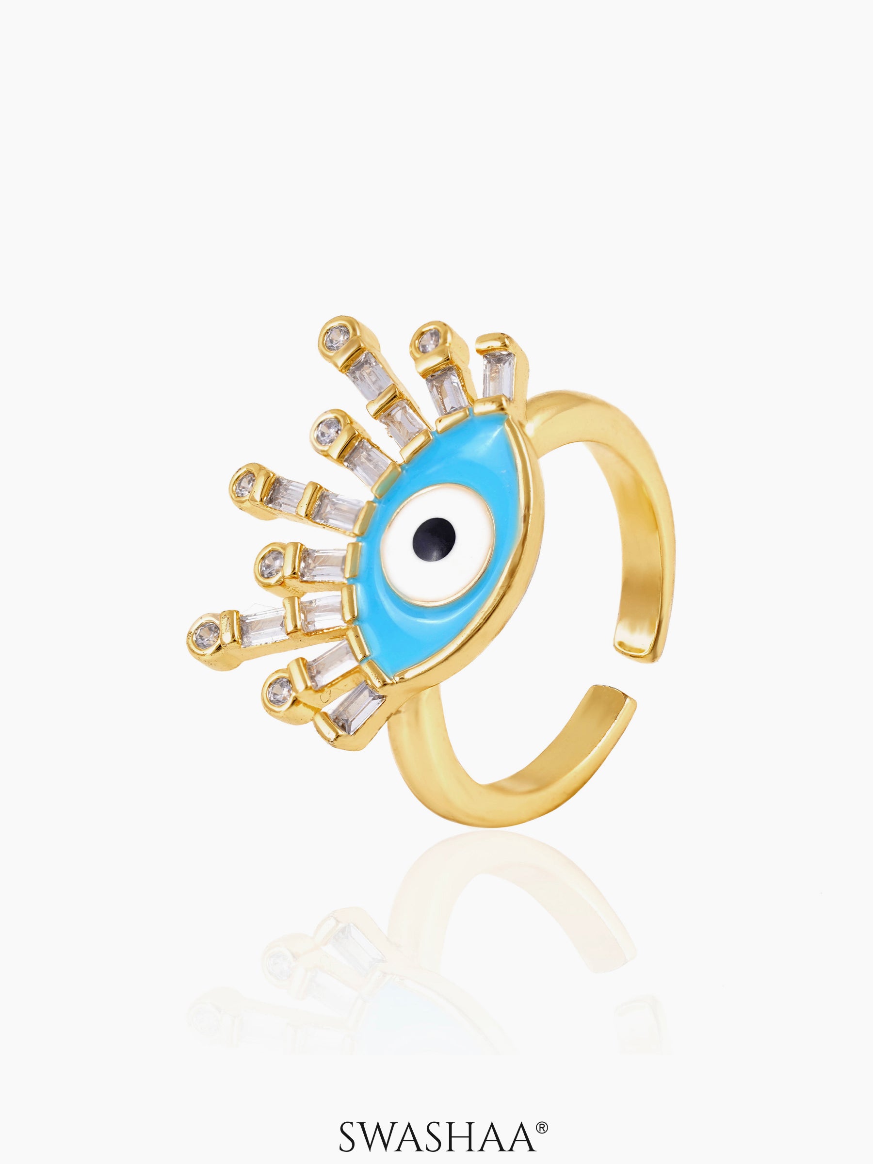 Bruce Eye 18K Gold Plated Ring Aqua 18k Gold Plated