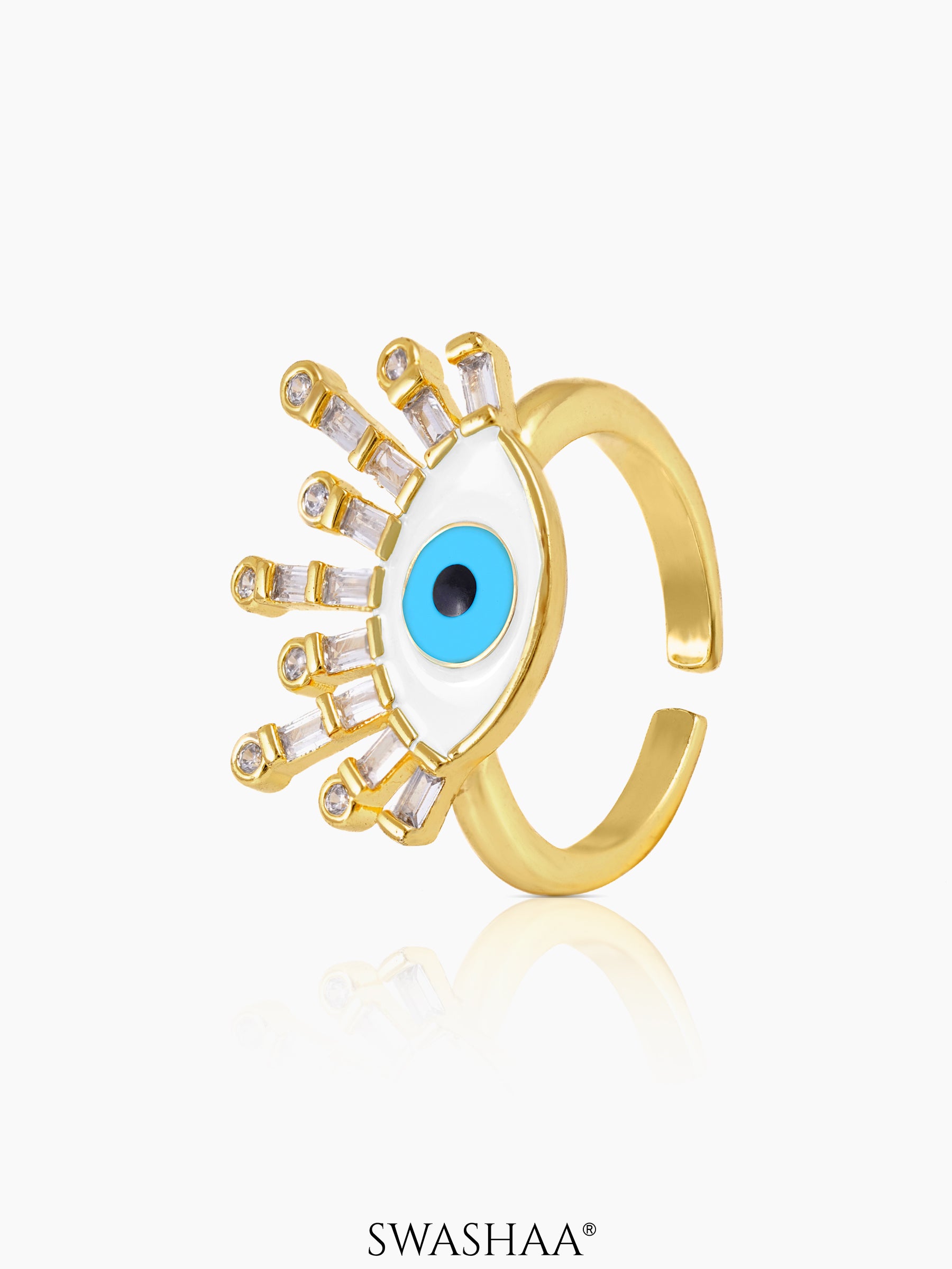 Bruce Eye 18K Gold Plated Ring White 18k Gold Plated