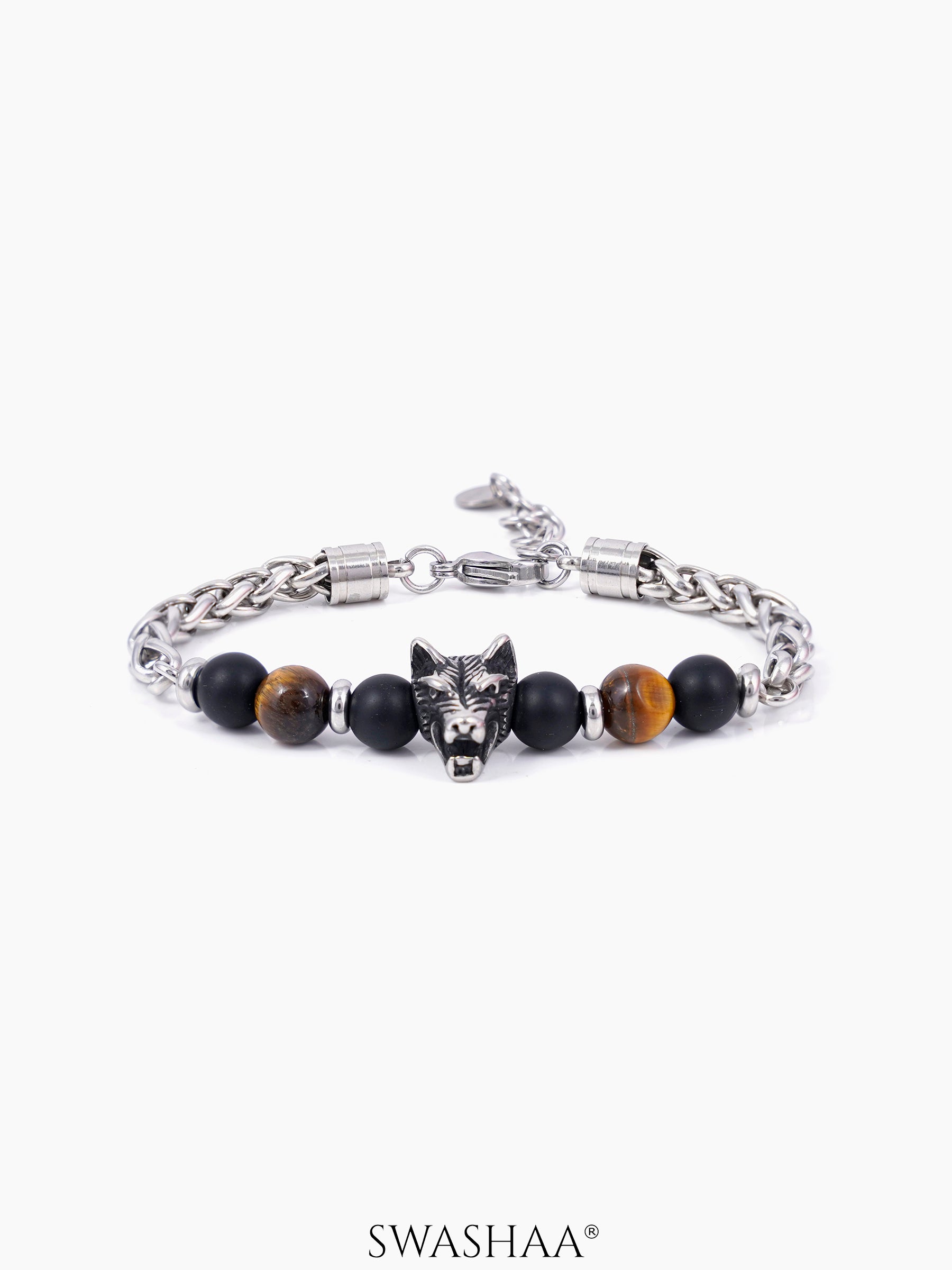 Brucel Men's Beaded Bracelet Silver
