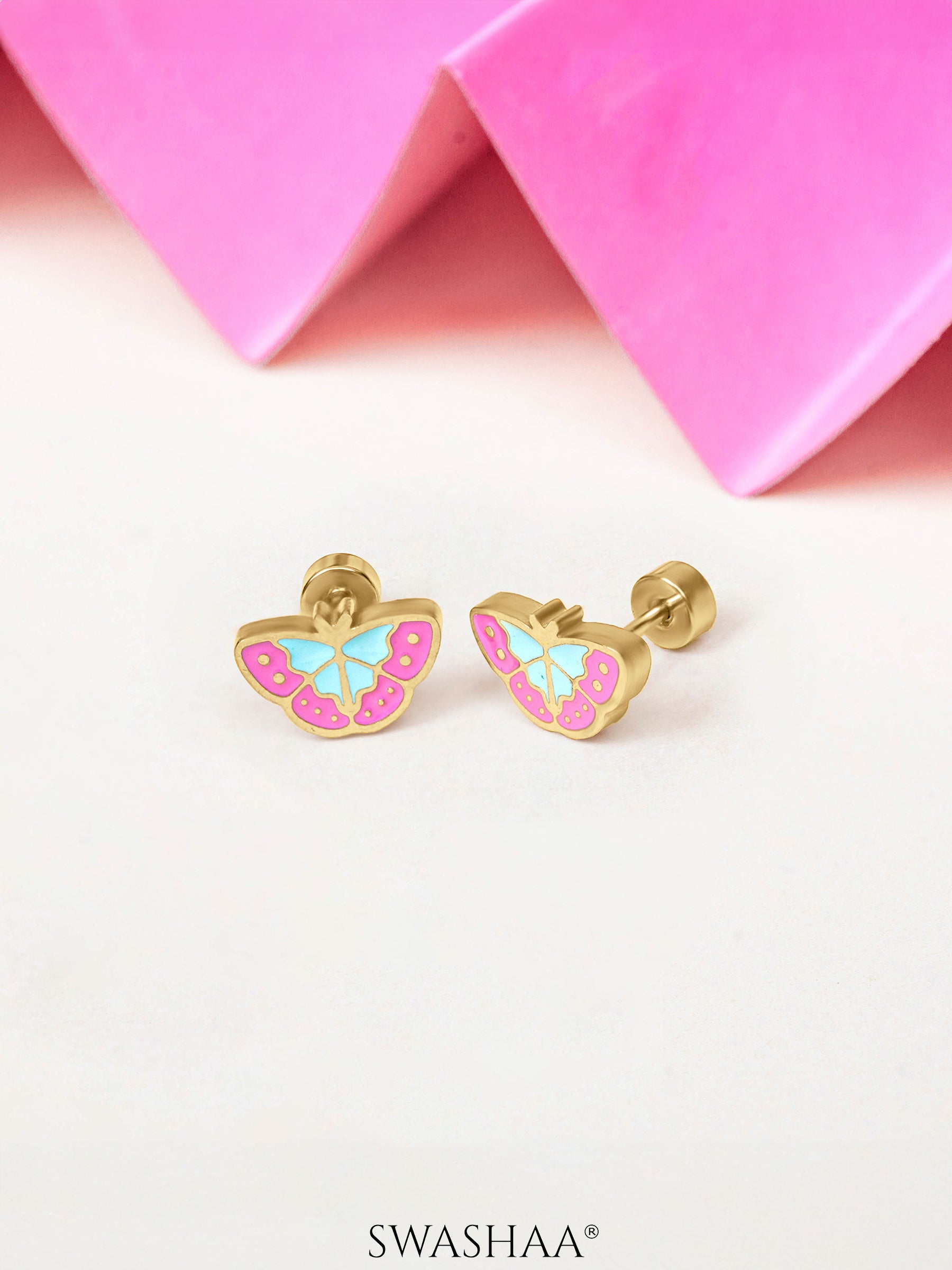 Bubbly Butterfly 18K Gold Plated Kid's Earrings