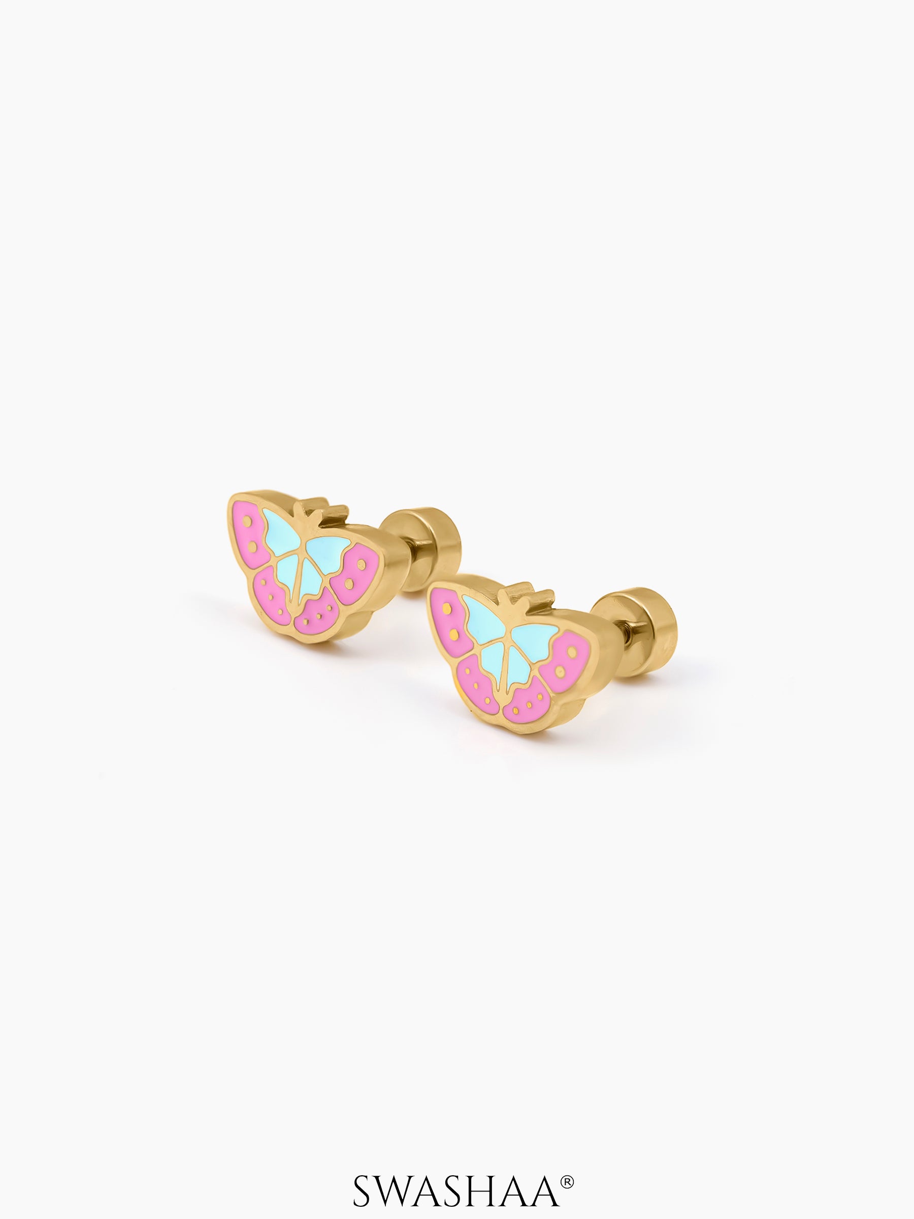 Bubbly Butterfly 18K Gold Plated Kid's Earrings