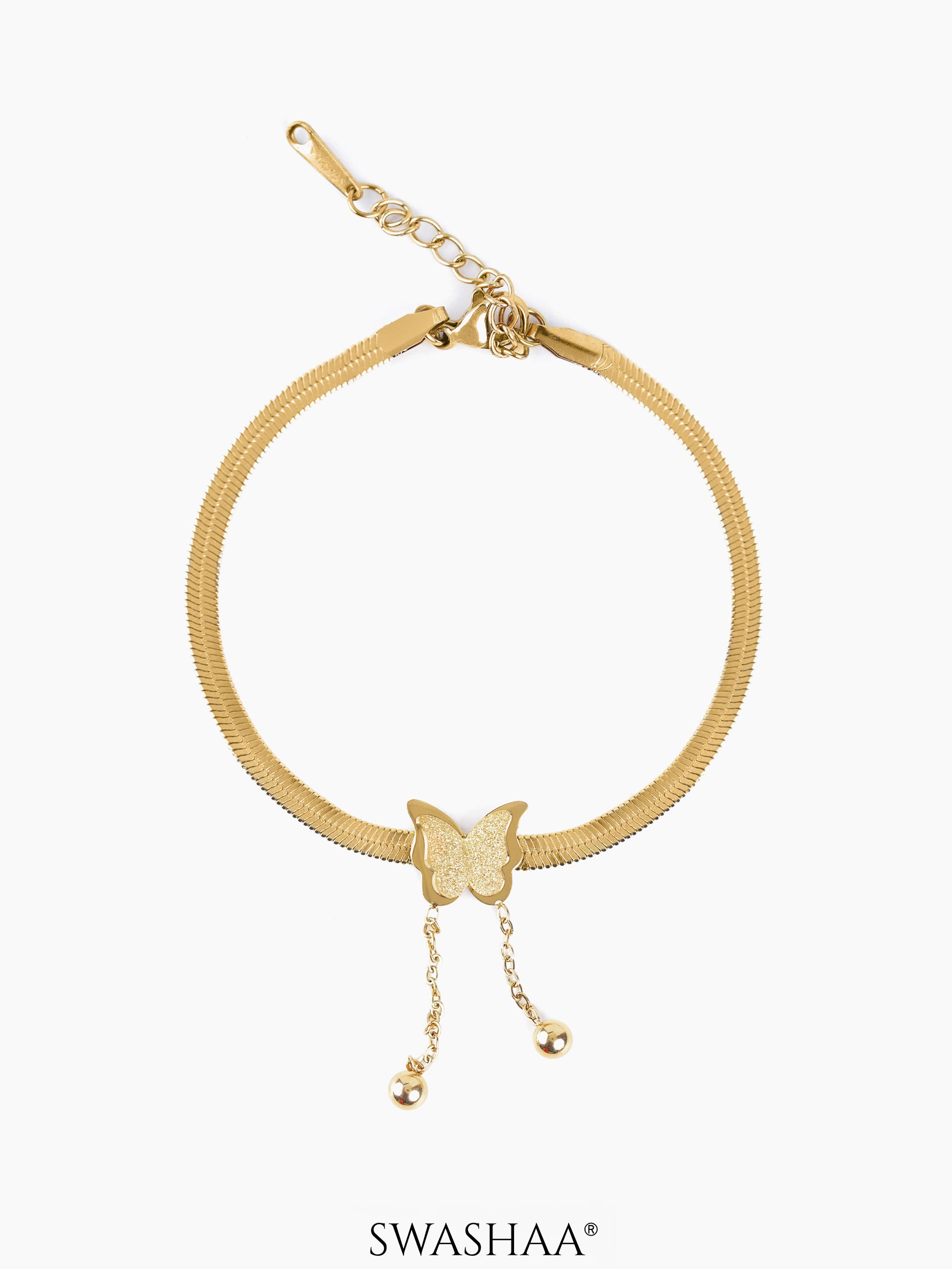 Butterfly Snake Chain Bracelet 18K Gold Plated